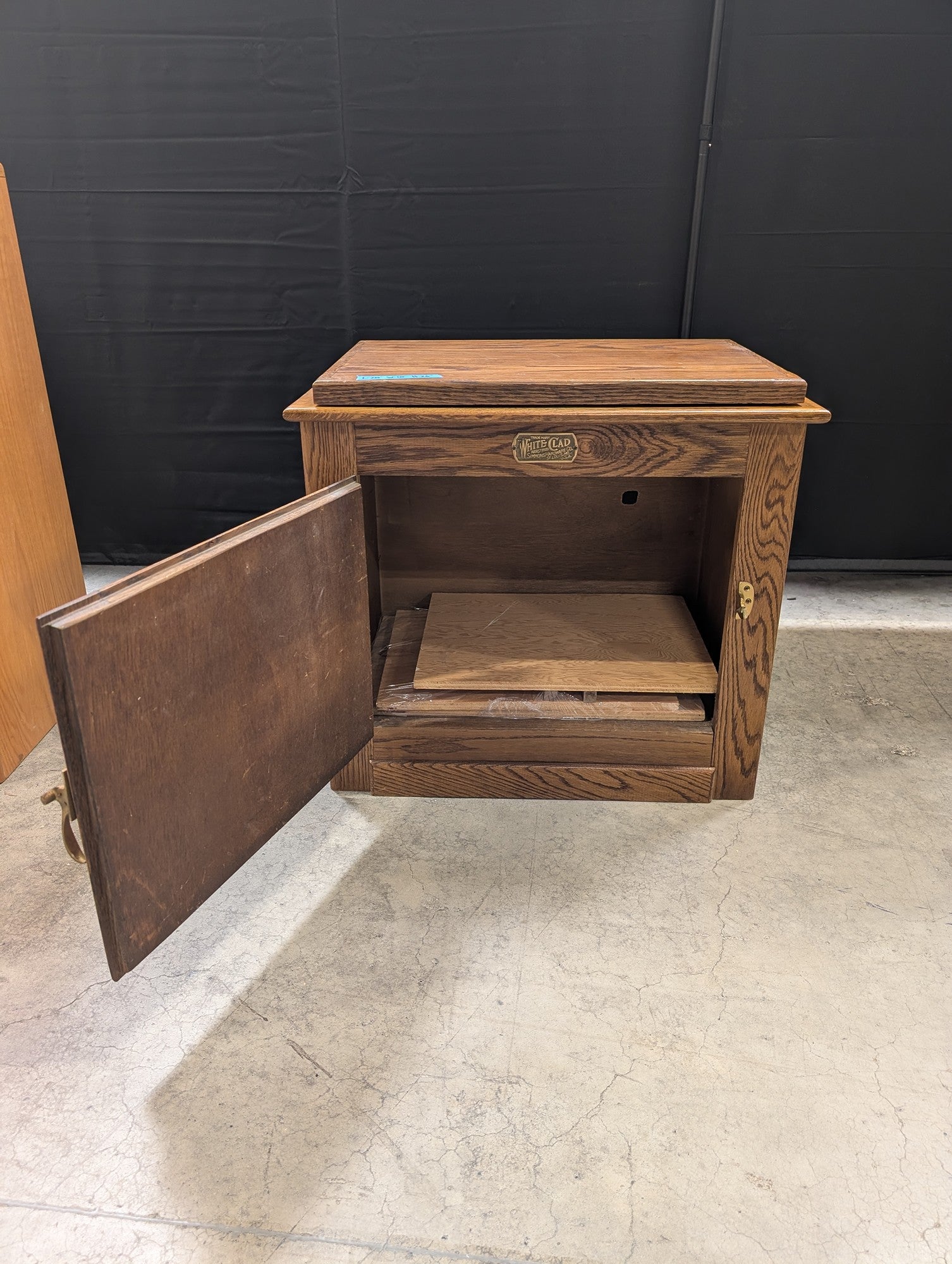 White Clad Oak Nightstand with Brass Hardware