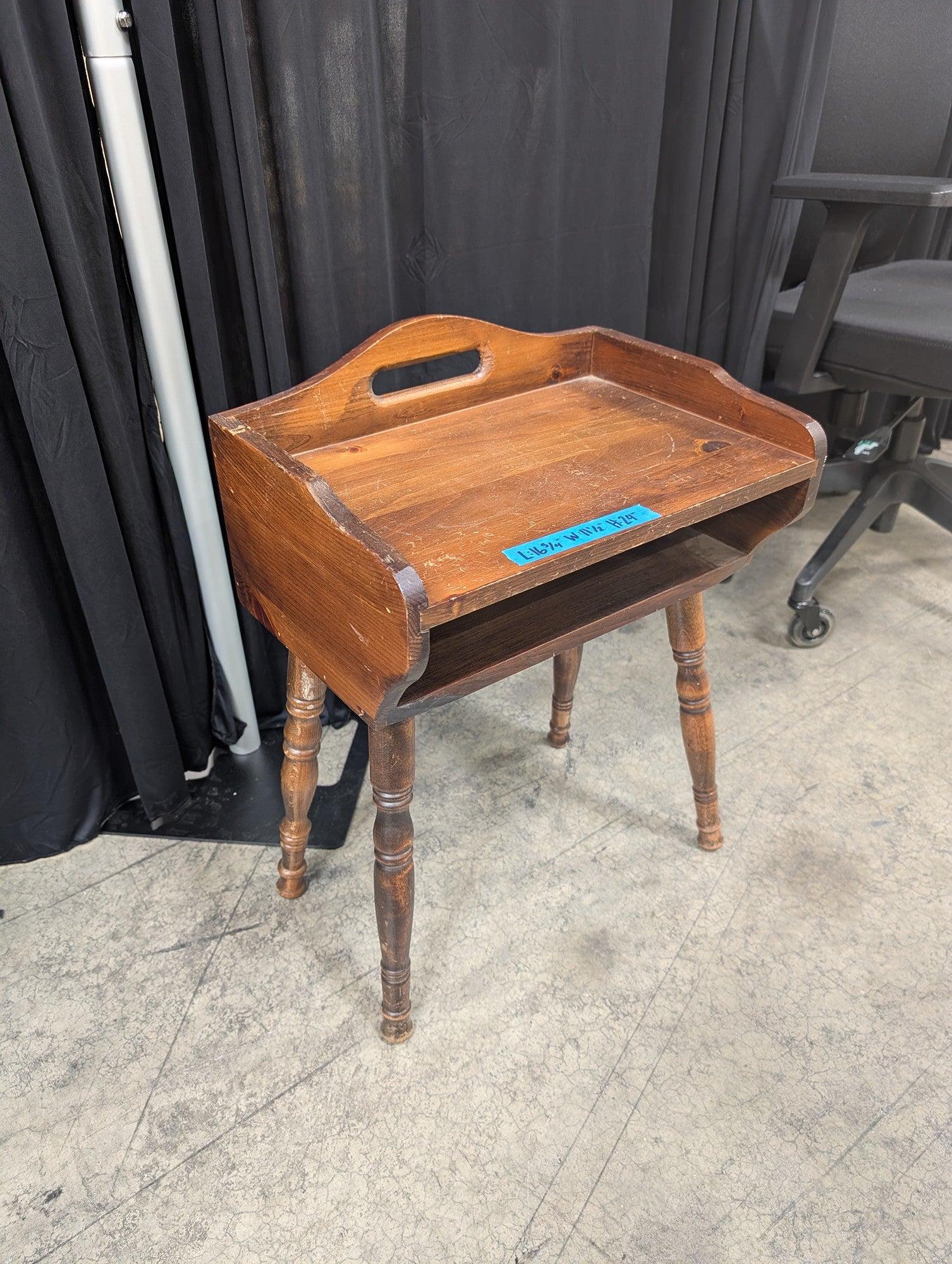 Vintage Colonial Wood Nightstand with Open Shelf