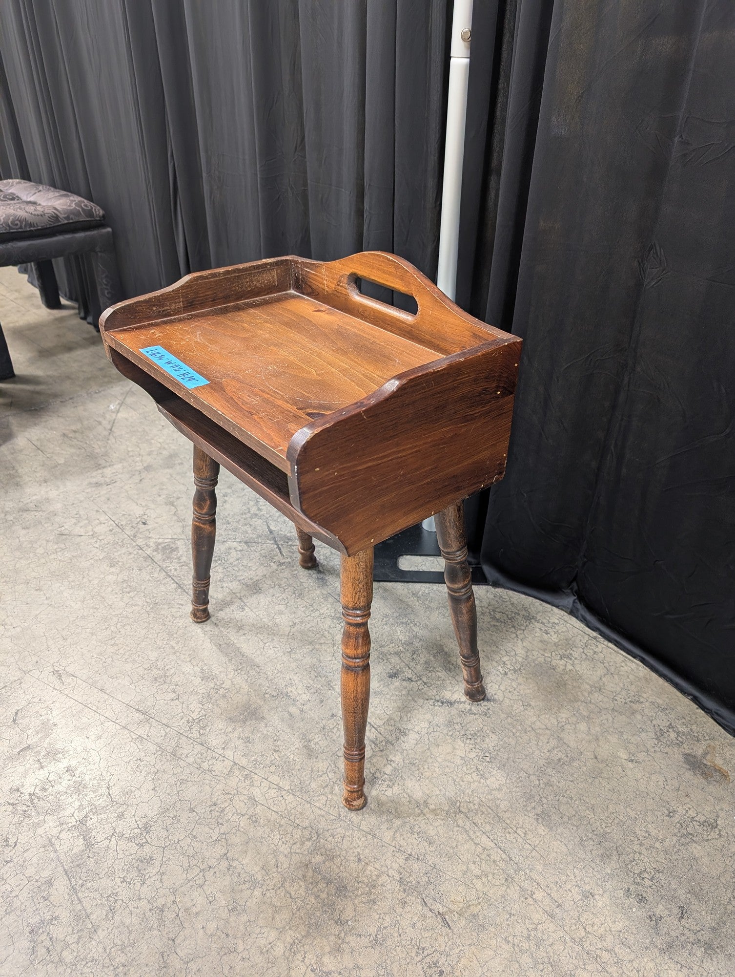 Vintage Colonial Wood Nightstand with Open Shelf
