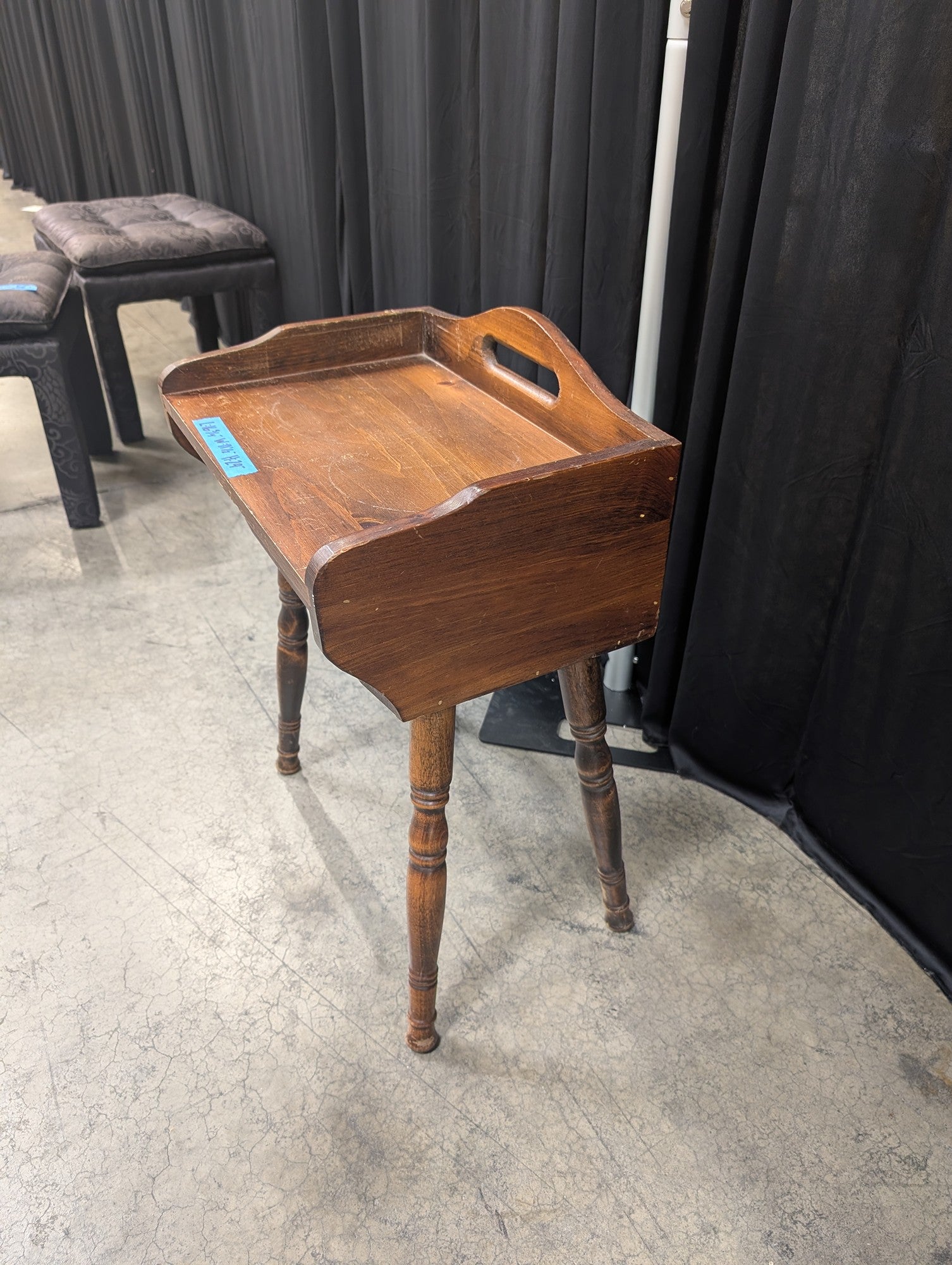 Vintage Colonial Wood Nightstand with Open Shelf