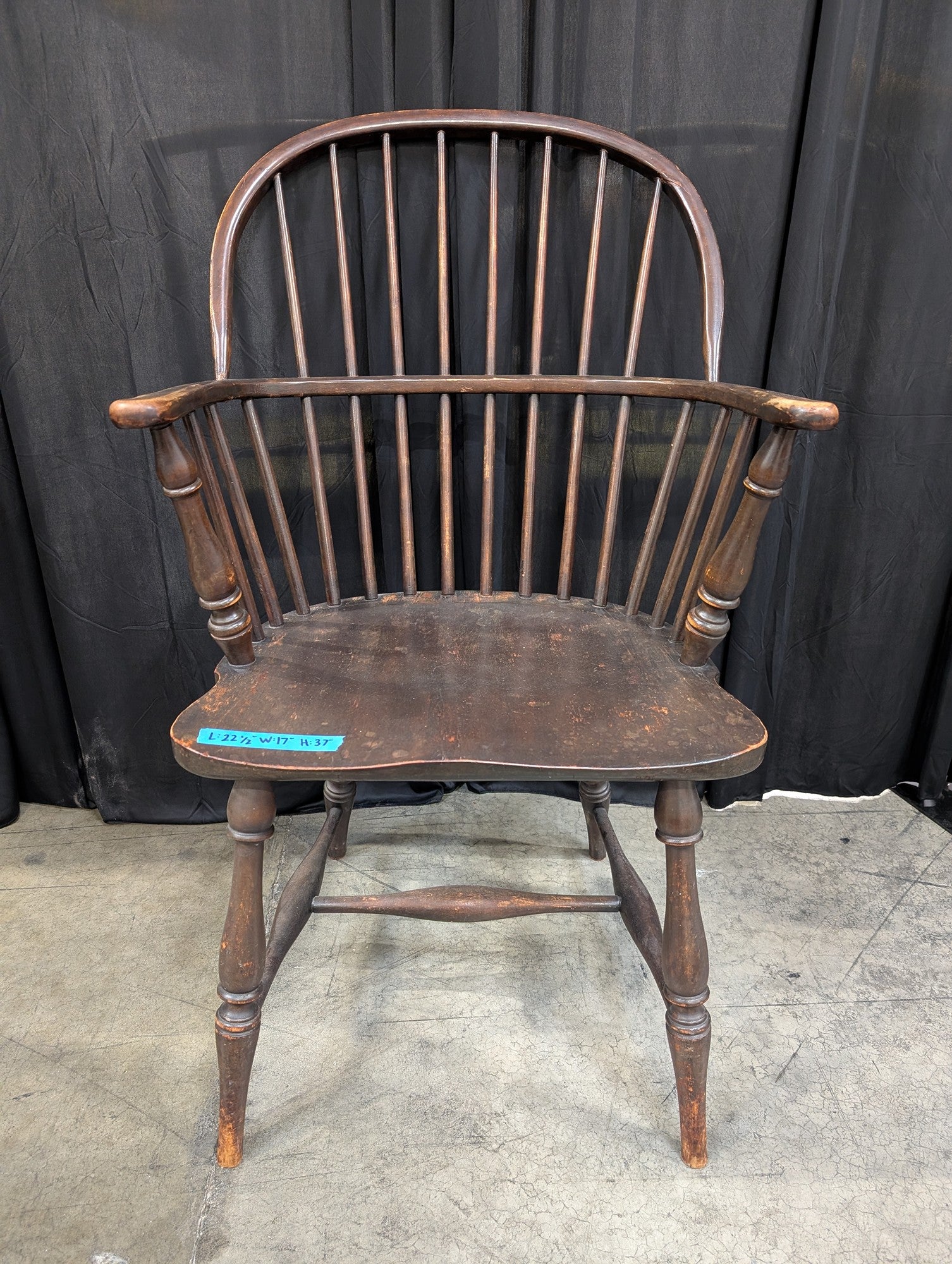 Antique Windsor Wood Chair with Spindle Back