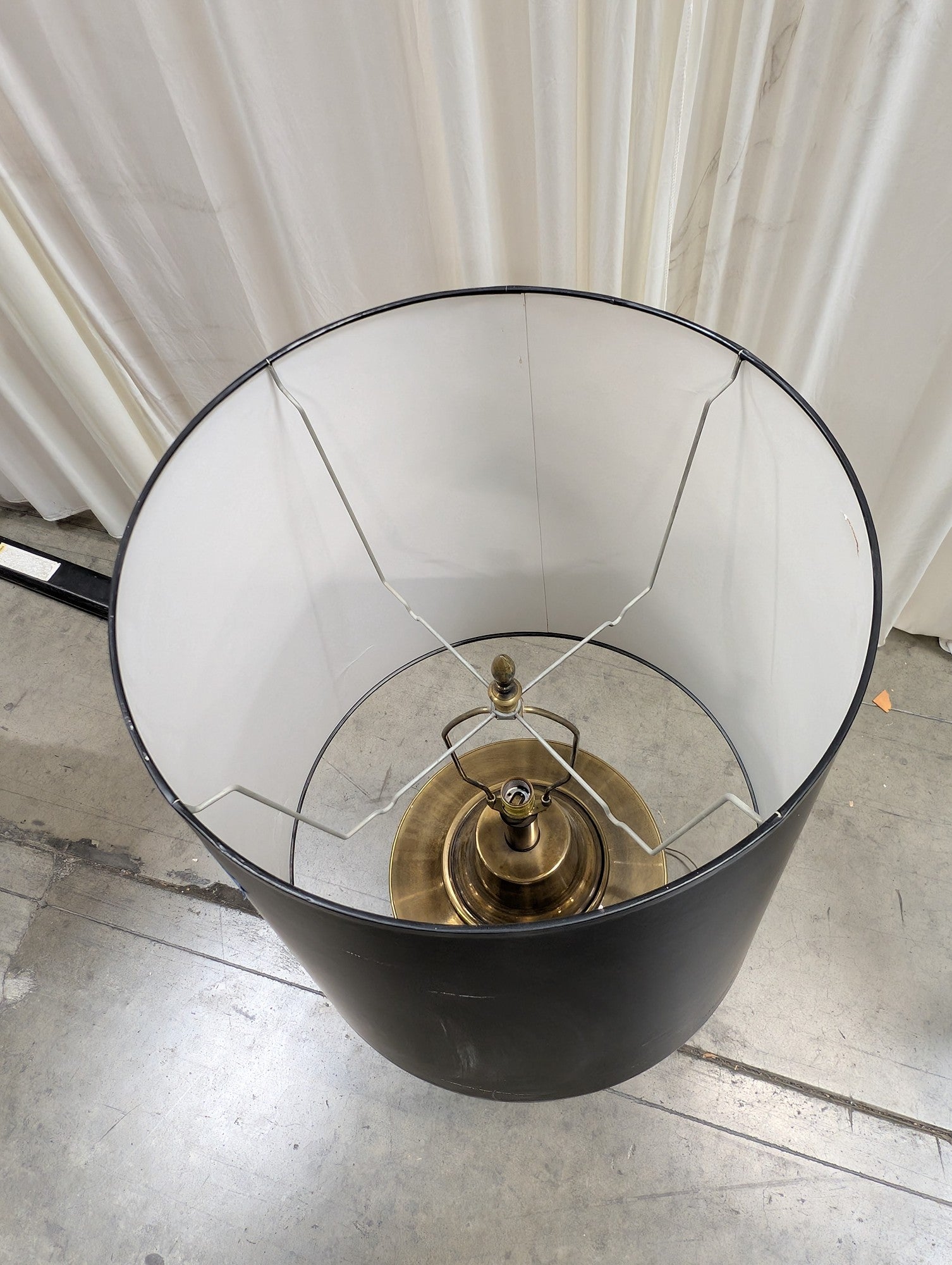 Mid-Century Style Brass Table Lamp with Black Shade