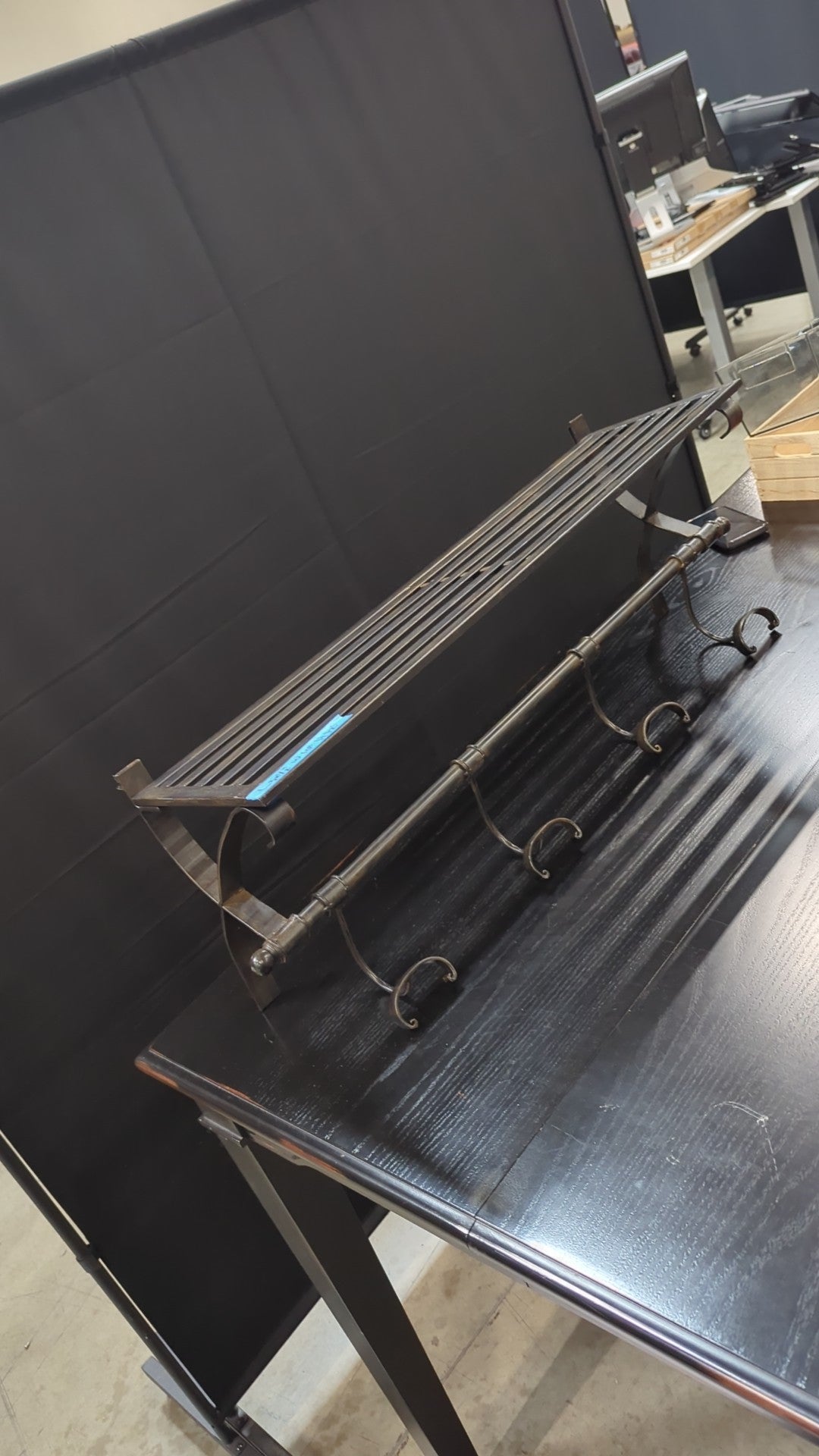 LAVISH HOME Dark Metal Wall Coat Rack with Hooks