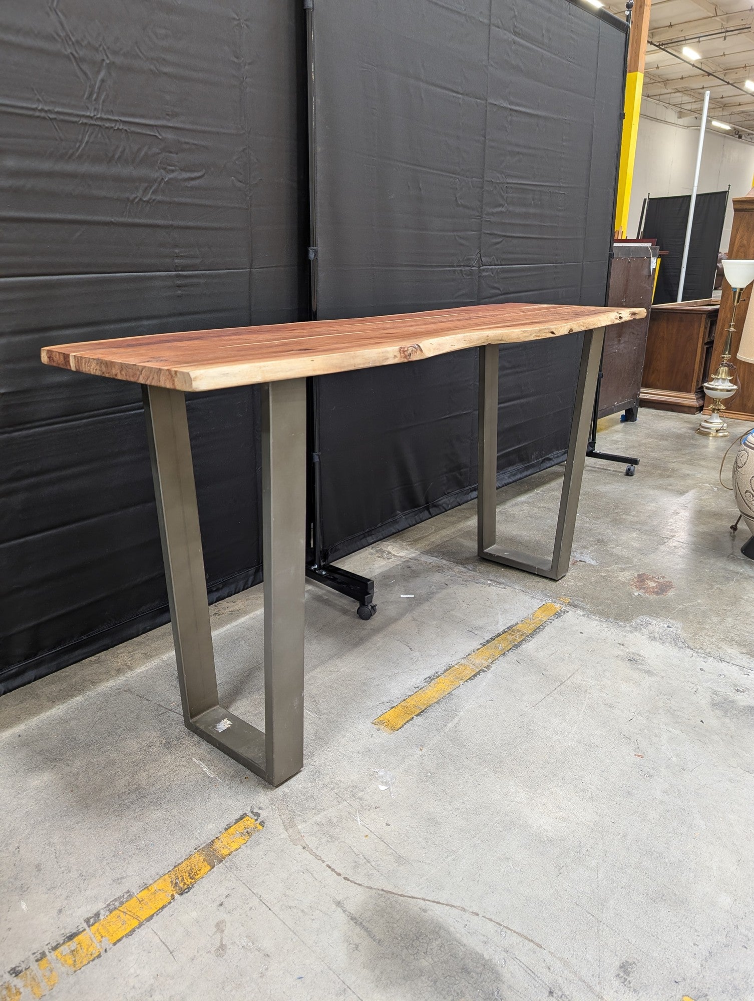 Live Edge Wood Console Table with Metal Legs