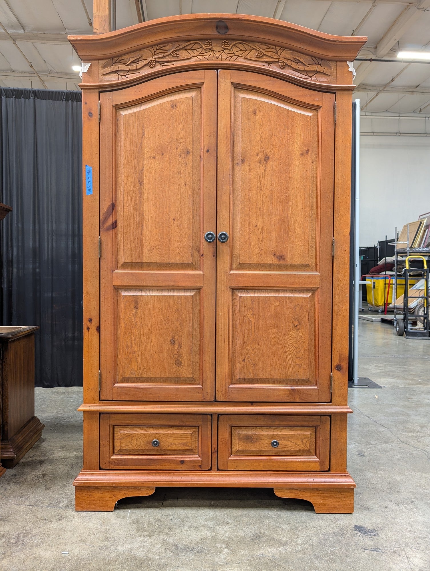 Broyhill Continental Tapestry Carved Wood Armoire with Two Drawers
