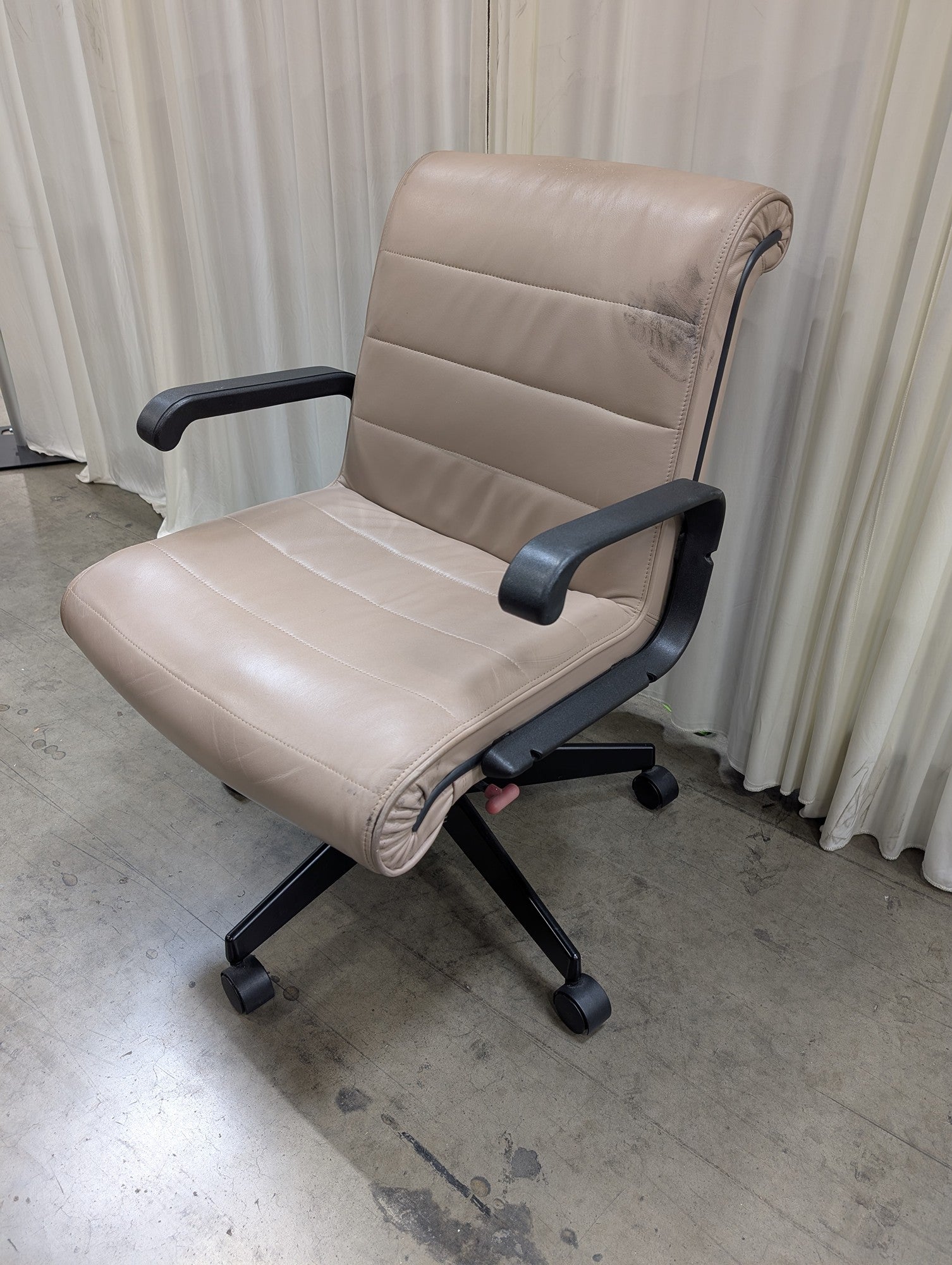 Tan Faux Leather Office Chair with Armrests