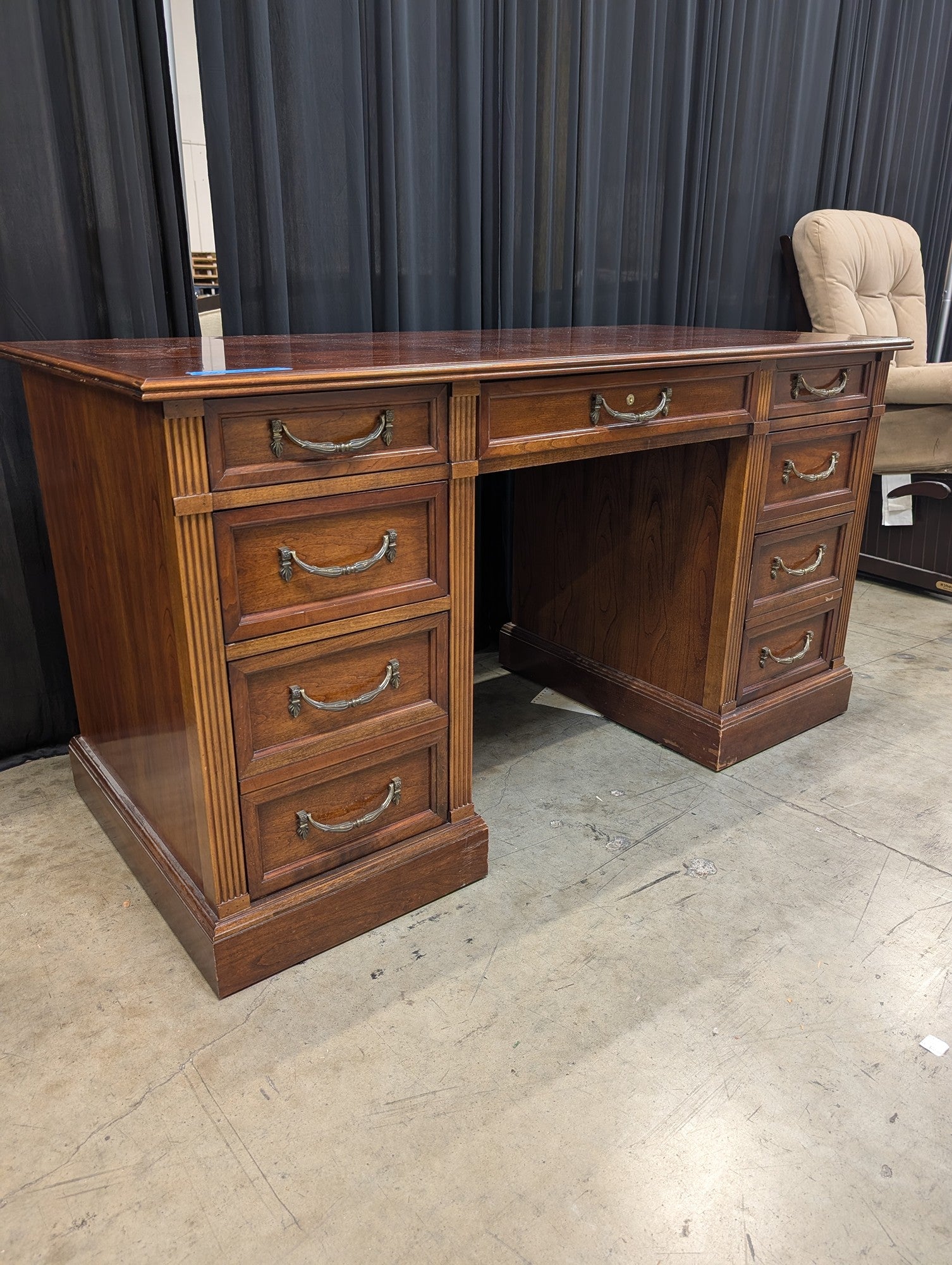 National Mt. Airy Wood Desk with Parquet Top