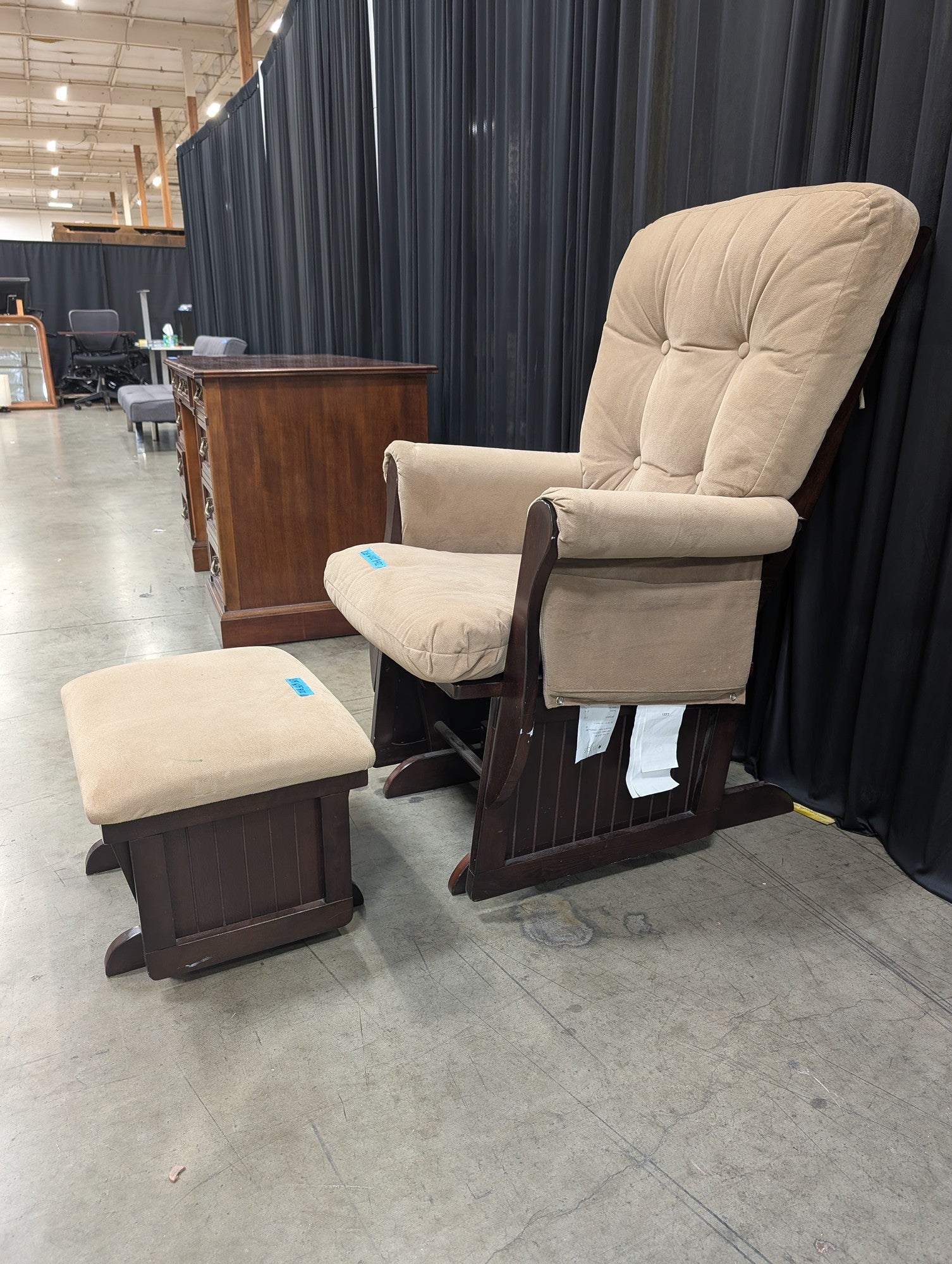 Shermag Beige Microfiber Glider with Ottoman