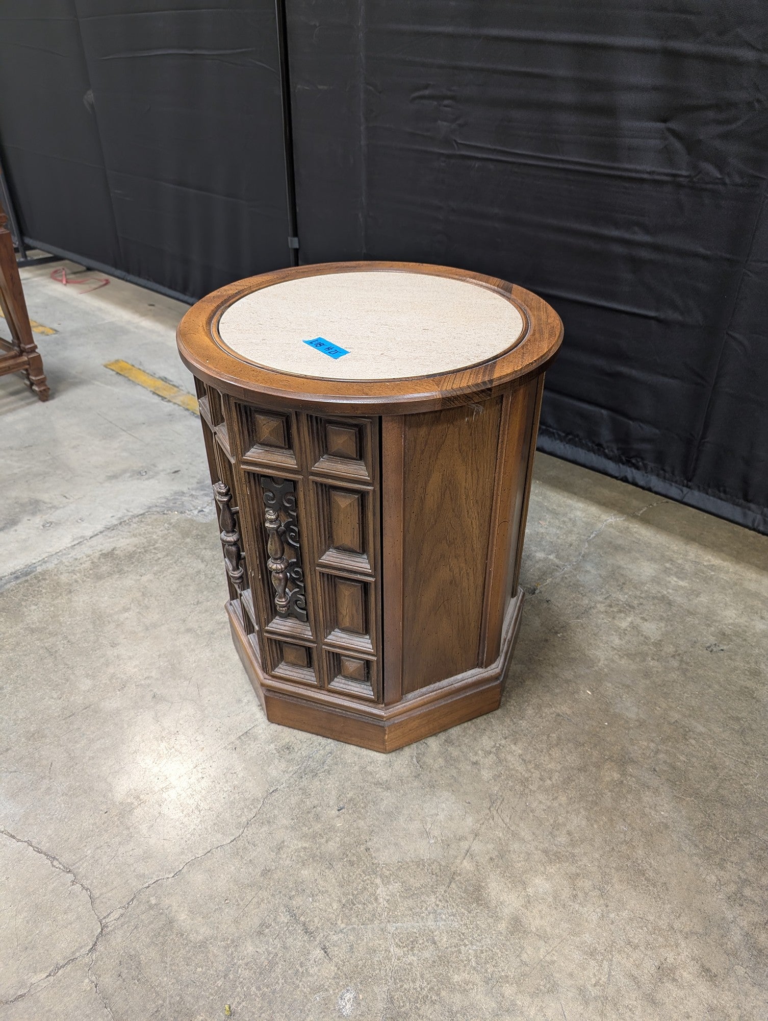 Hexagonal Wood Commode End Table with Storage
