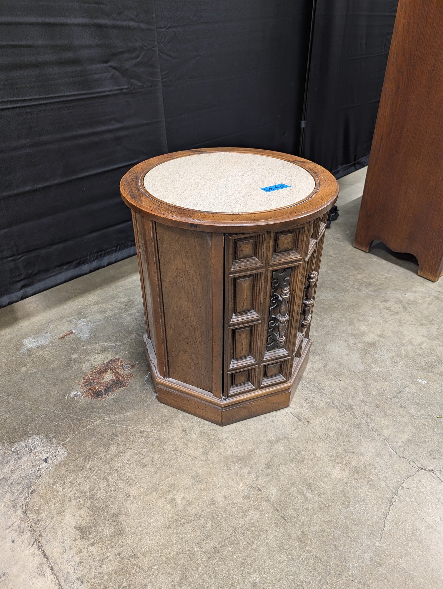 Hexagonal Wood Commode End Table with Storage