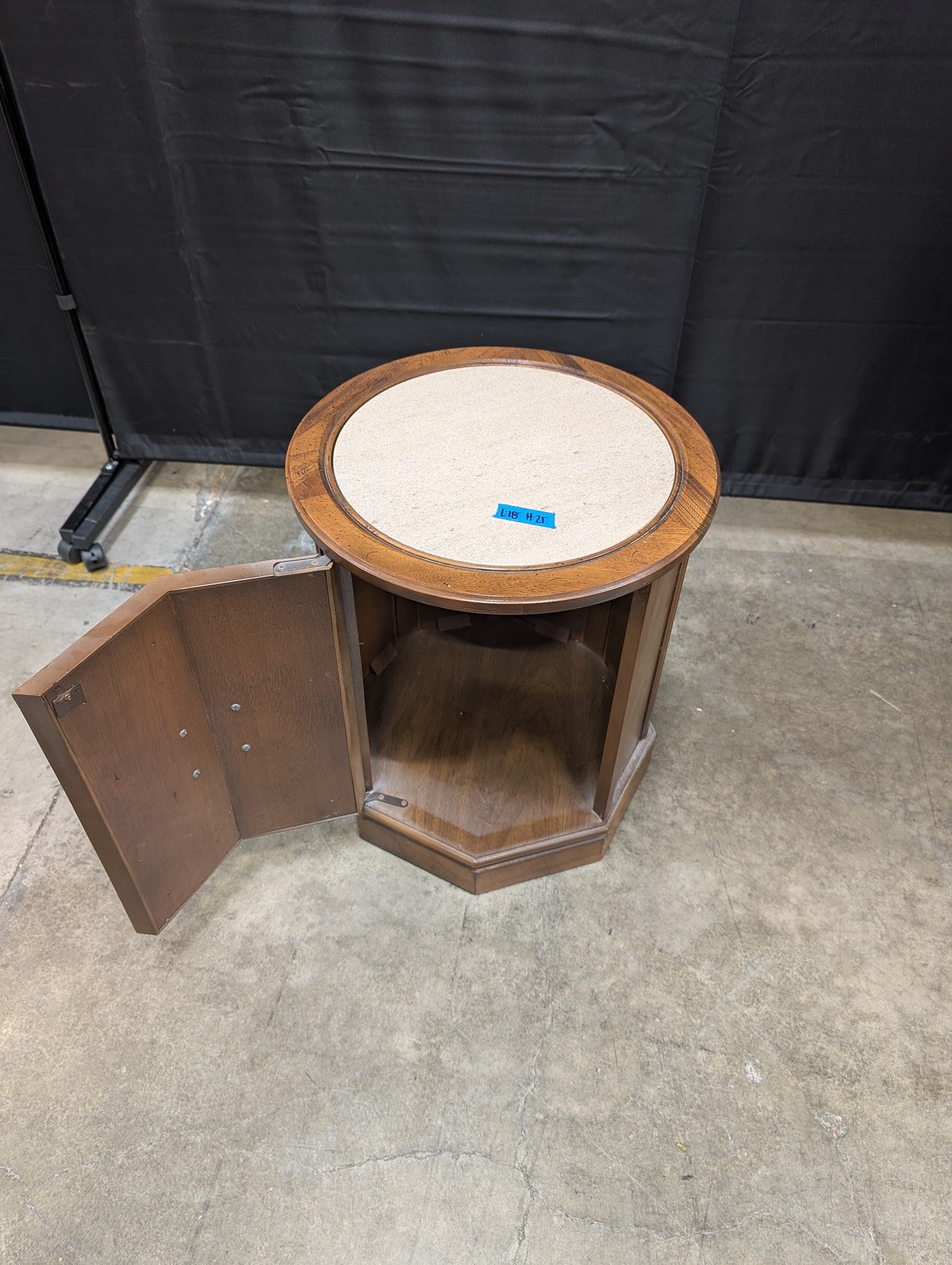 Hexagonal Wood Commode End Table with Storage