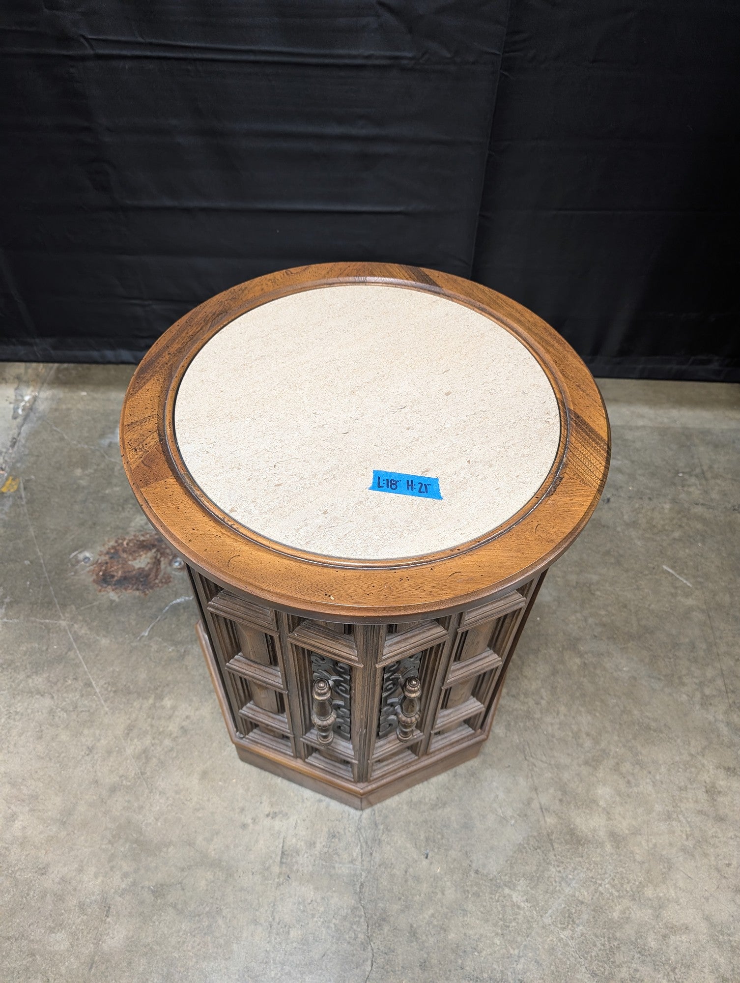 Hexagonal Wood Commode End Table with Storage