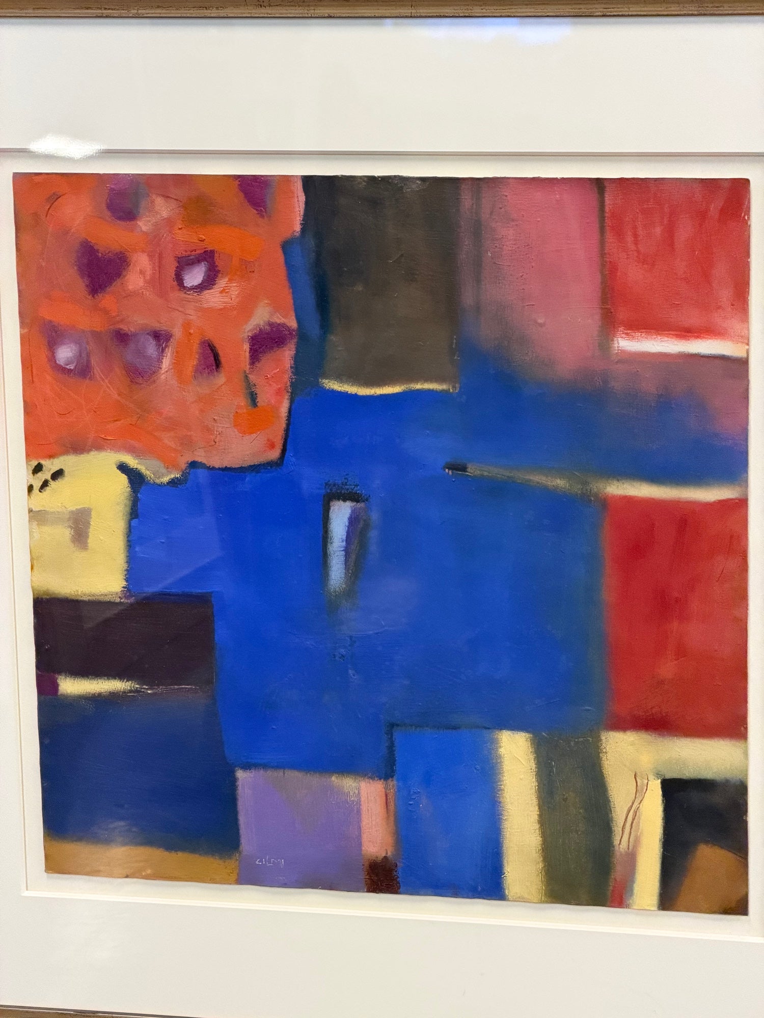 Colorful Abstract Painting in a Gold Frame