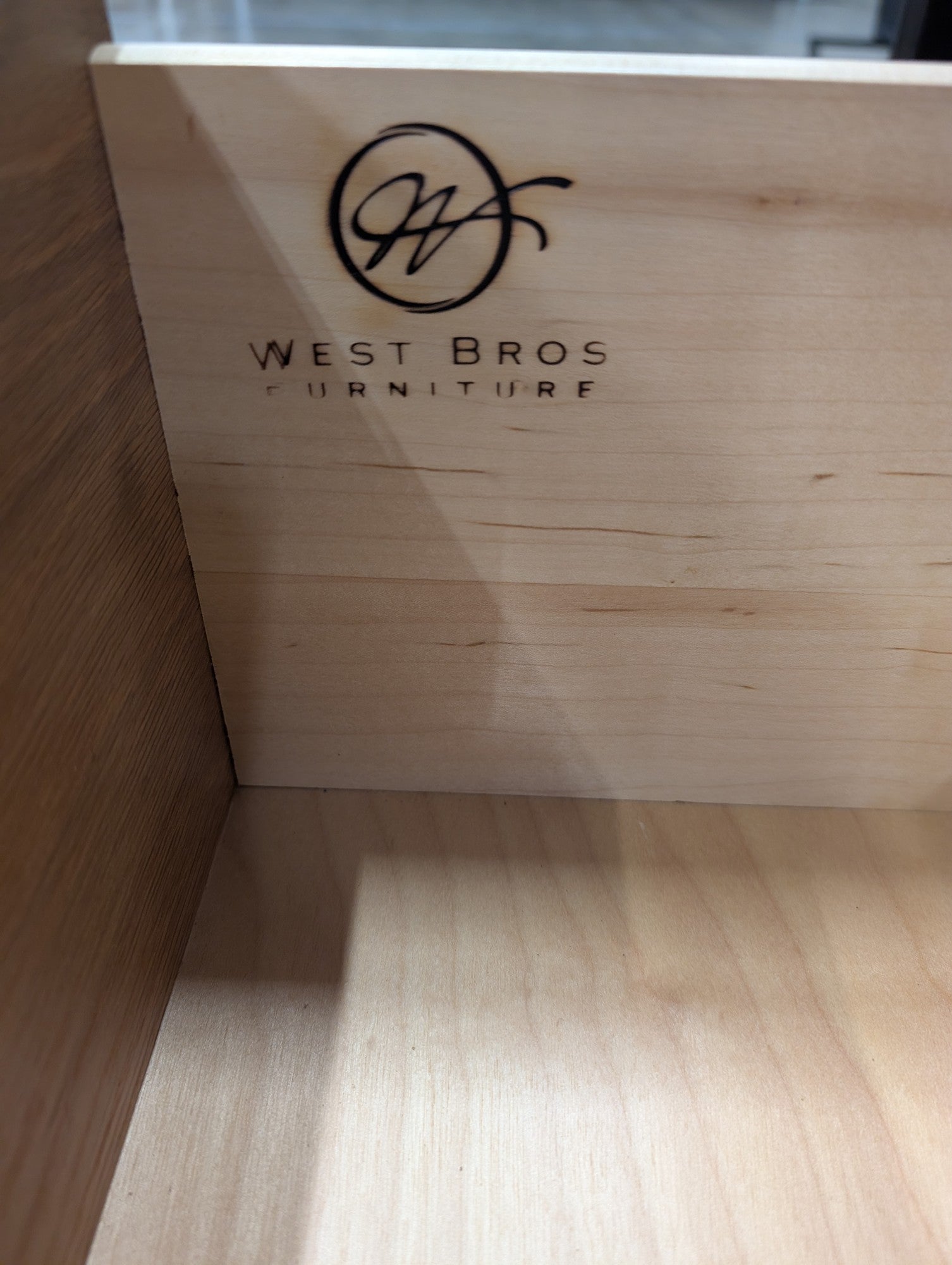 West Bros Furniture Dark Wood Storage Bench with Upholstered Top