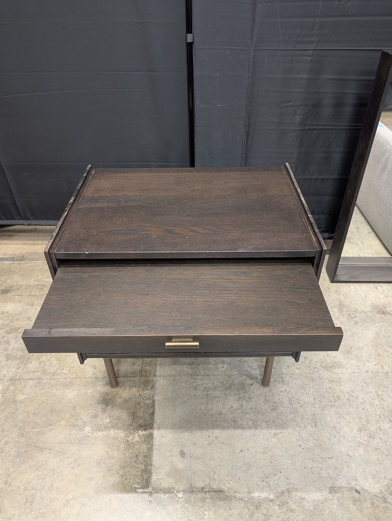 West Bros Dark Wood Three-Drawer Nightstand