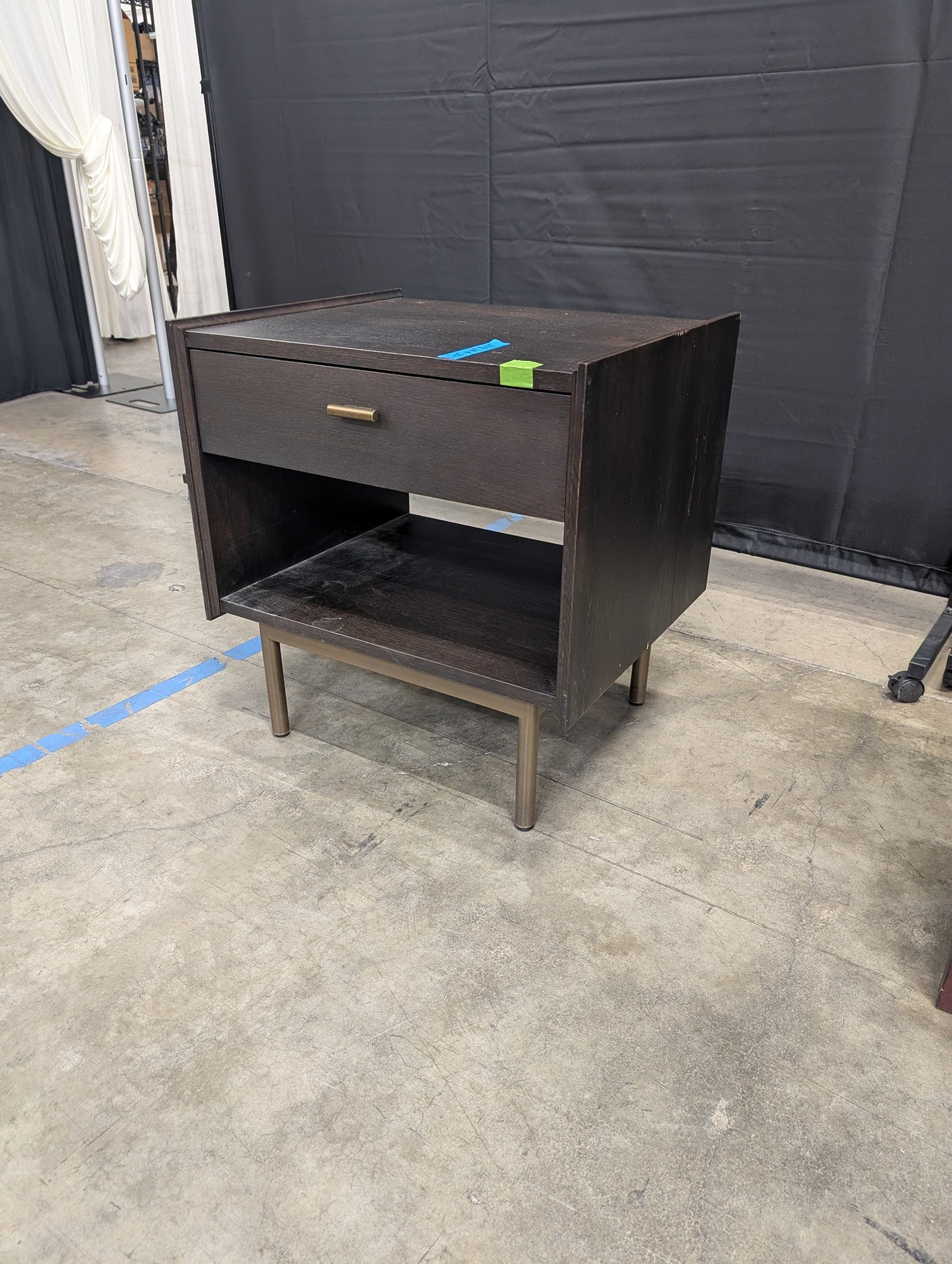 West Bros Dark Wood One-Drawer Nightstand