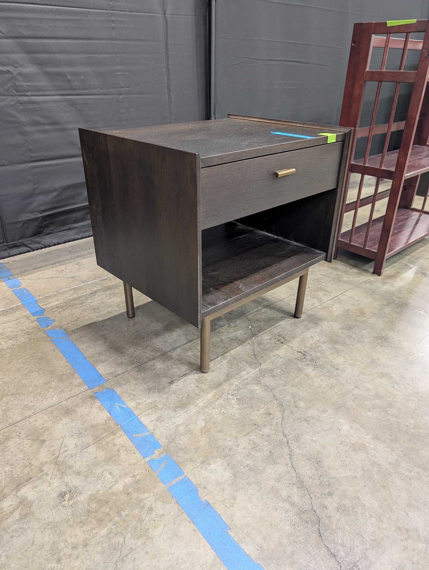 West Bros Dark Wood One-Drawer Nightstand