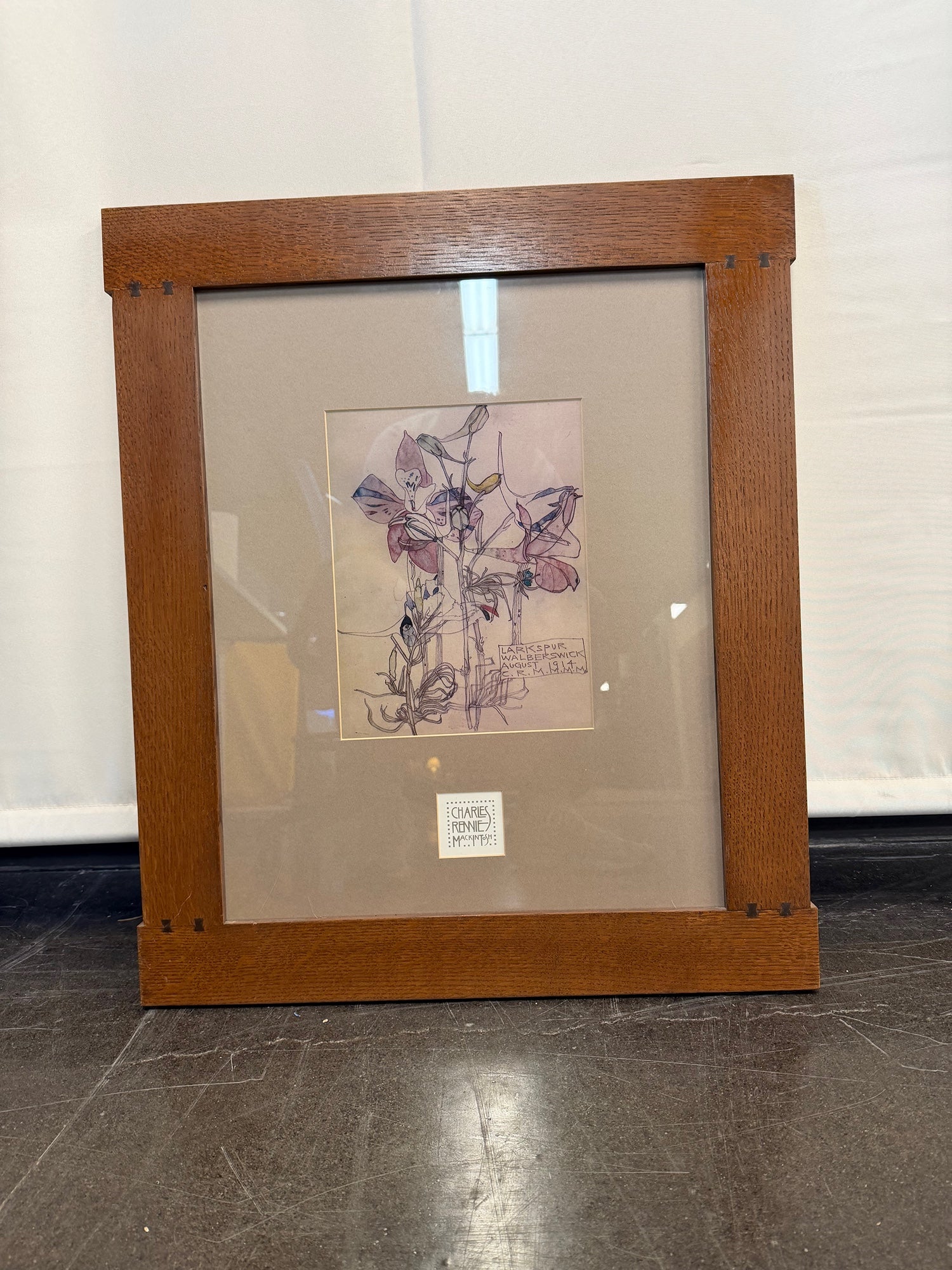 Charles Rennie Mackintosh Botanical Print in Brown Wood Frame