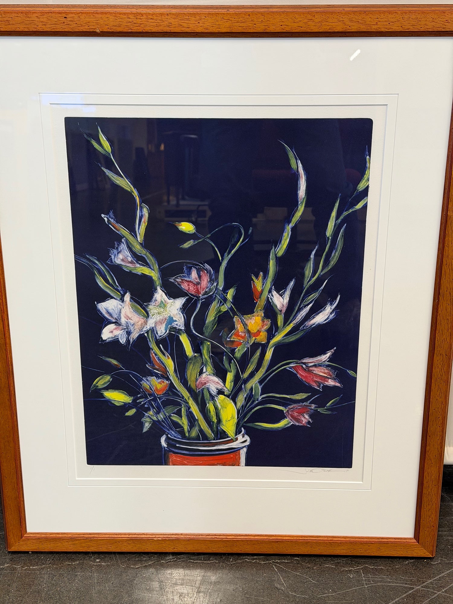 Limited Edition Abstract Floral Art Print in Wood Frame
