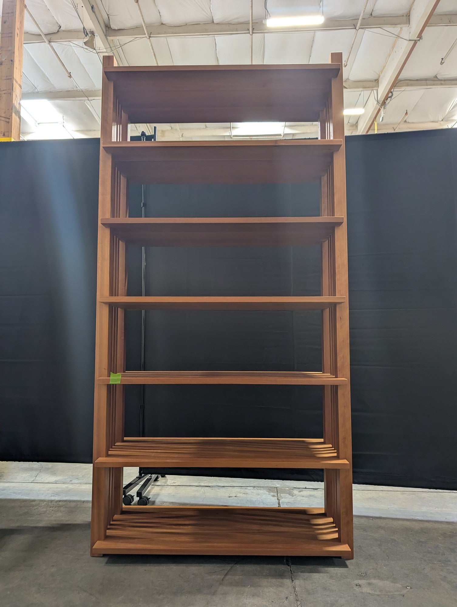 Large Brown Wood Six-Shelf Bookcase