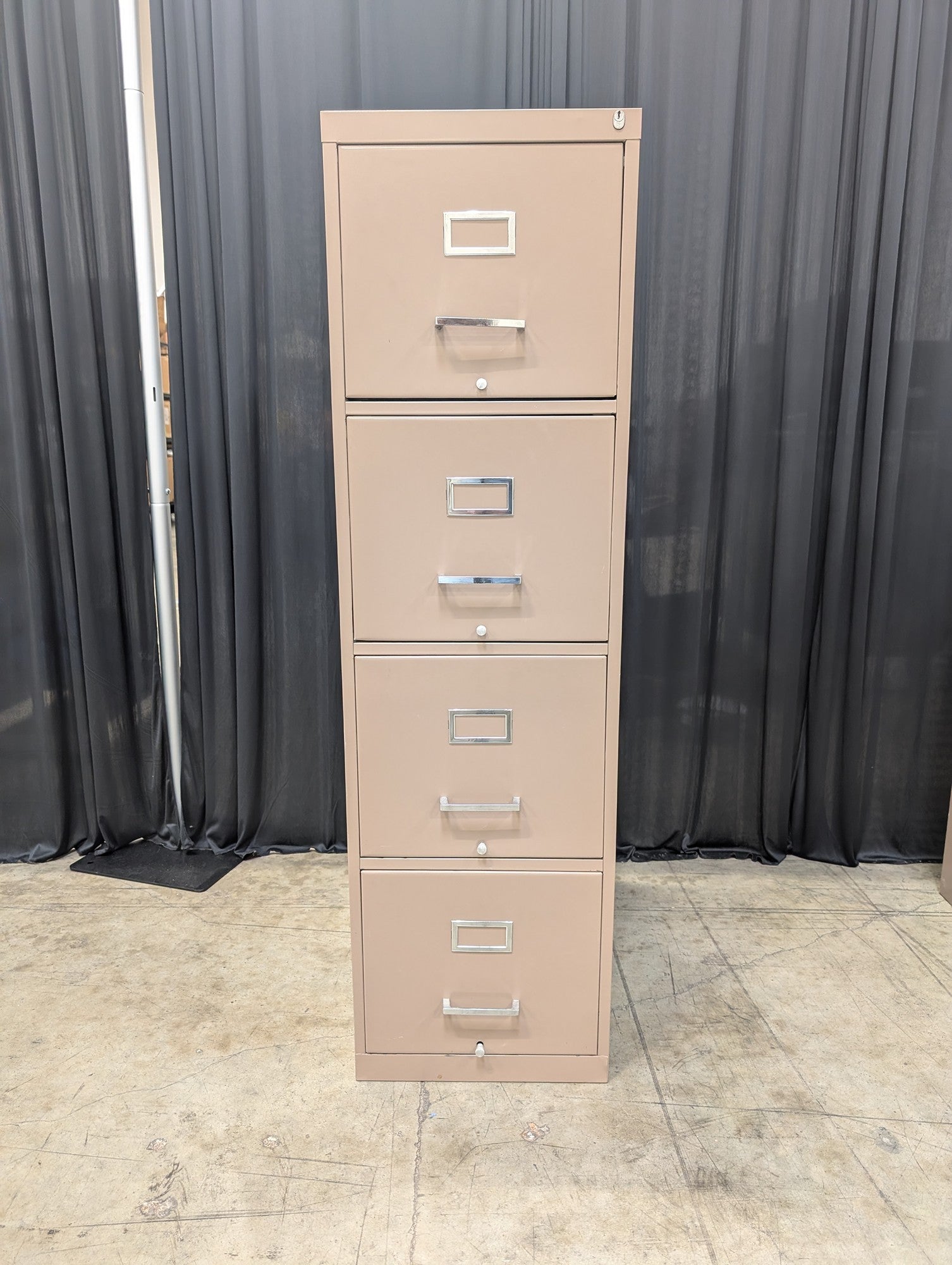 Four-Drawer Tan Metal Filing Cabinet