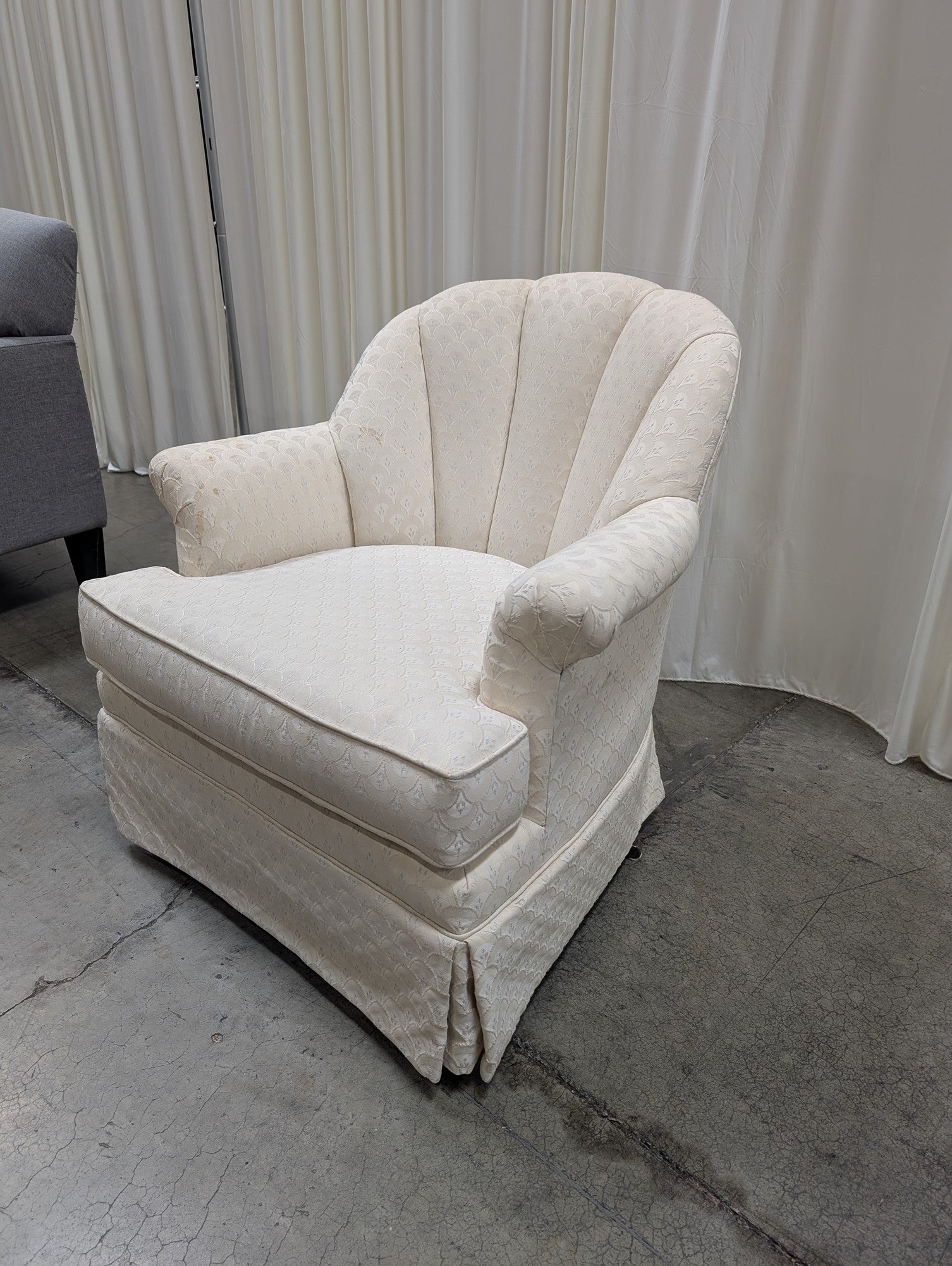 Pembrook Scalloped Back Arm Chair with Skirted Base