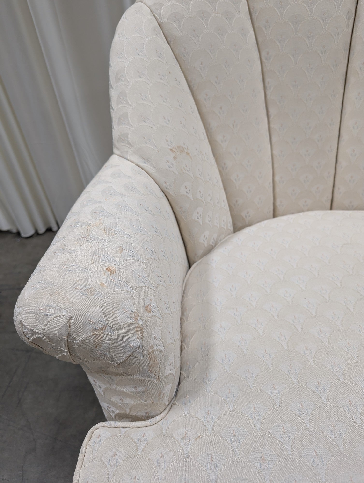 Pembrook Scalloped Back Arm Chair with Skirted Base
