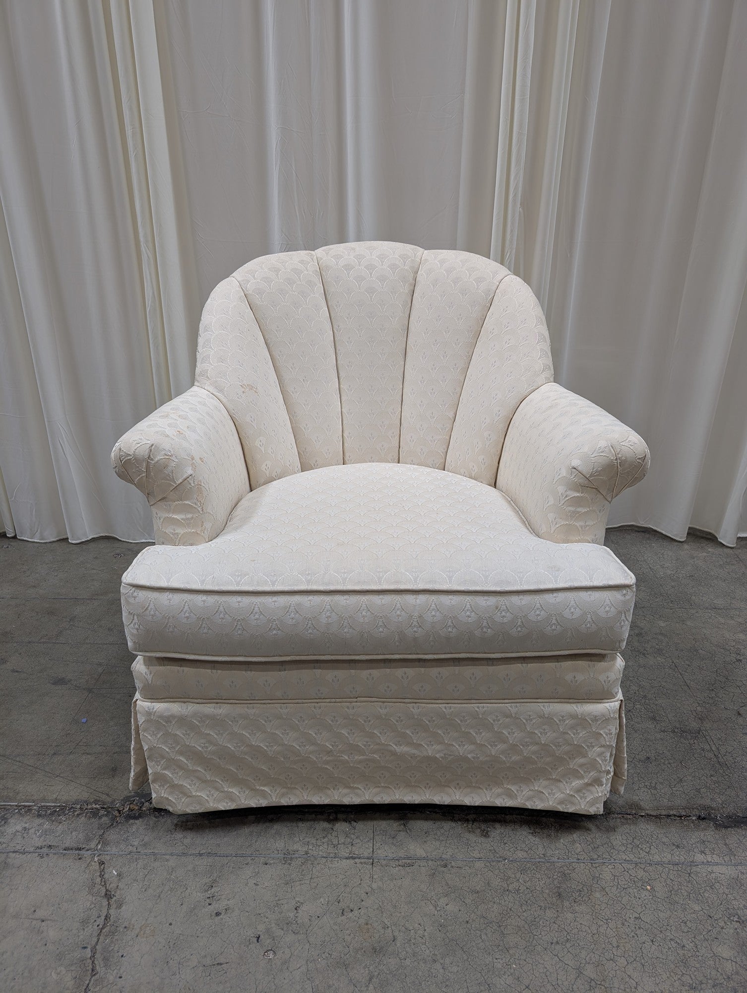Pembrook Scalloped Back Arm Chair with Skirted Base
