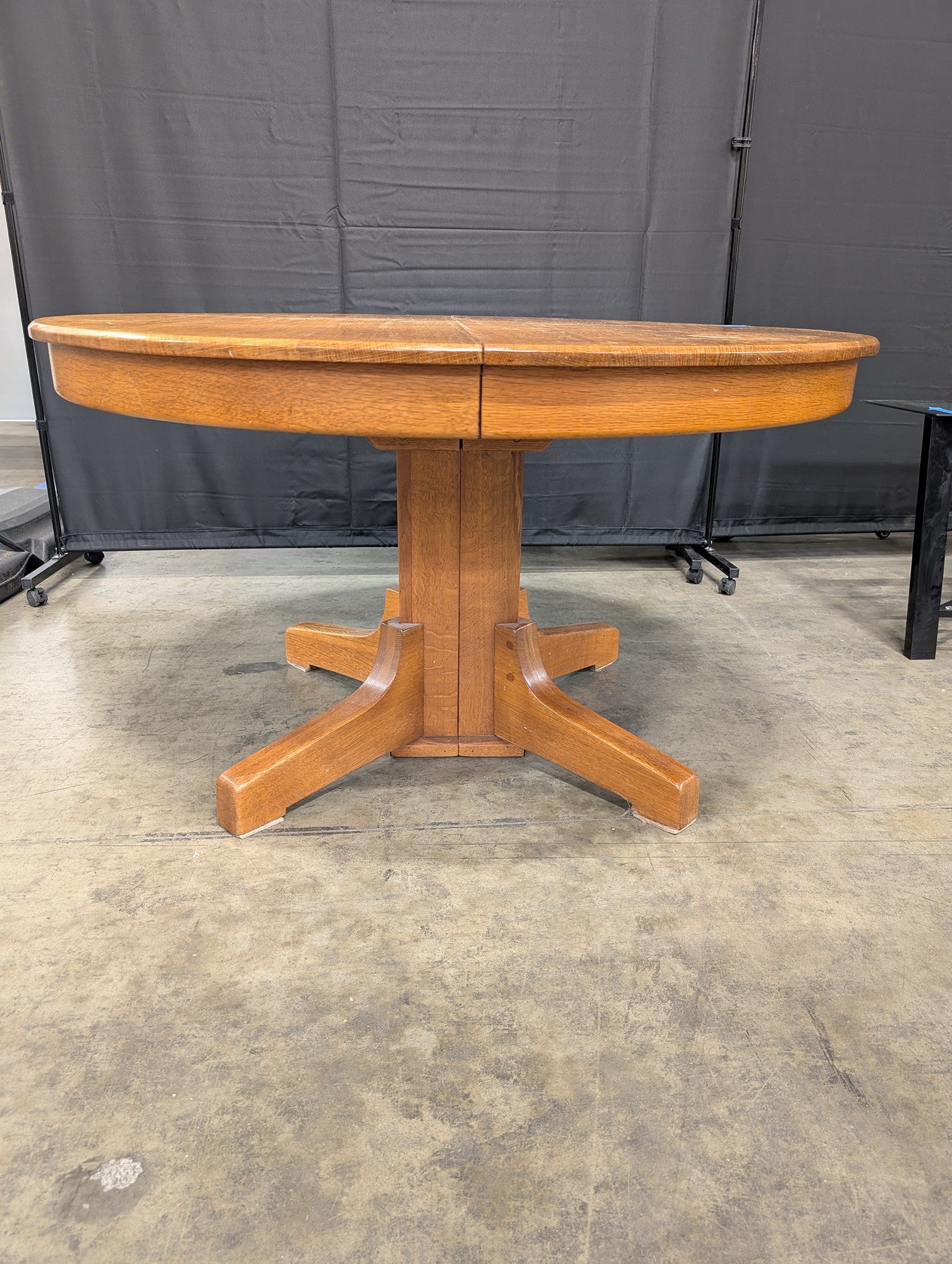Mission Style Round Hardwood Dining Table