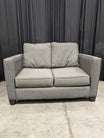 Grey Herringbone Fabric Loveseat with Track Arms