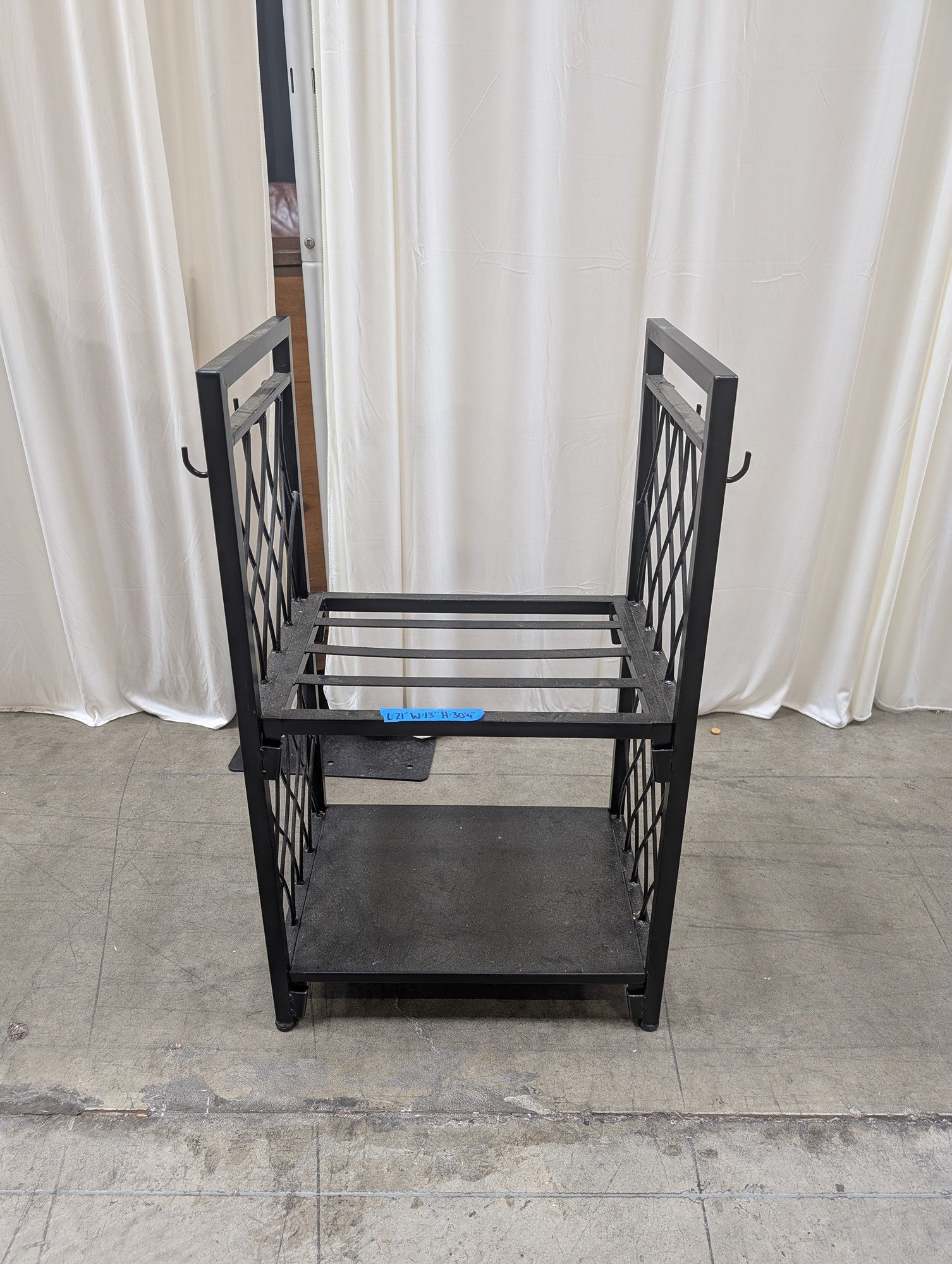 Black Metal Decorative Storage Rack with Hooks