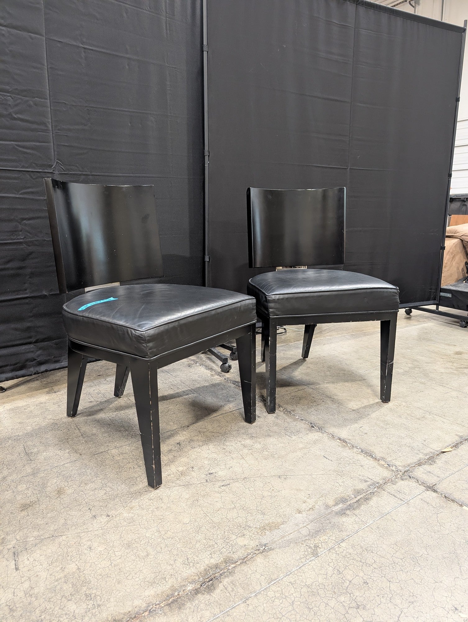 Contemporary Black Upholstered Dining Chairs Set of Two