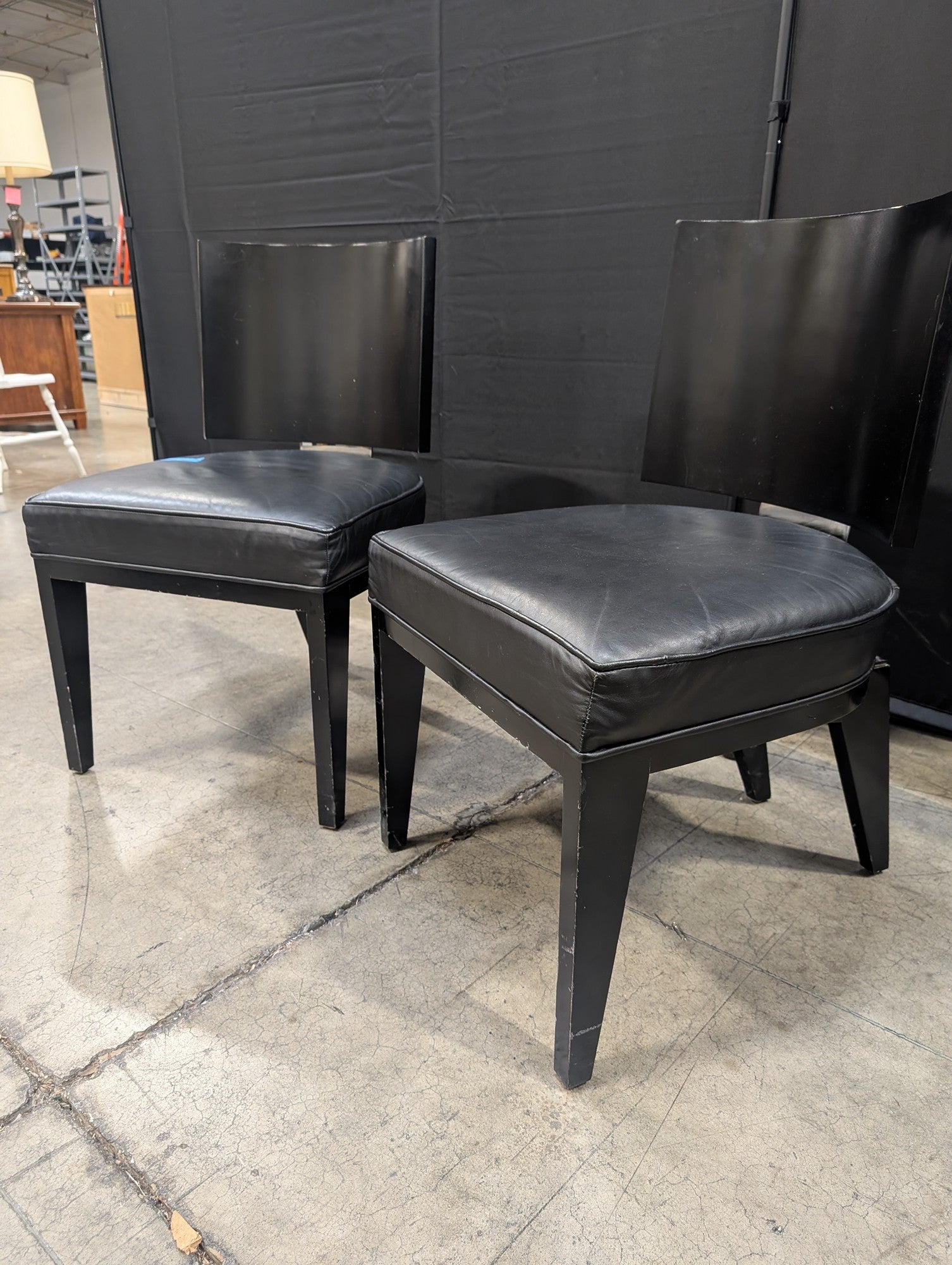 Contemporary Black Upholstered Dining Chairs Set of Two