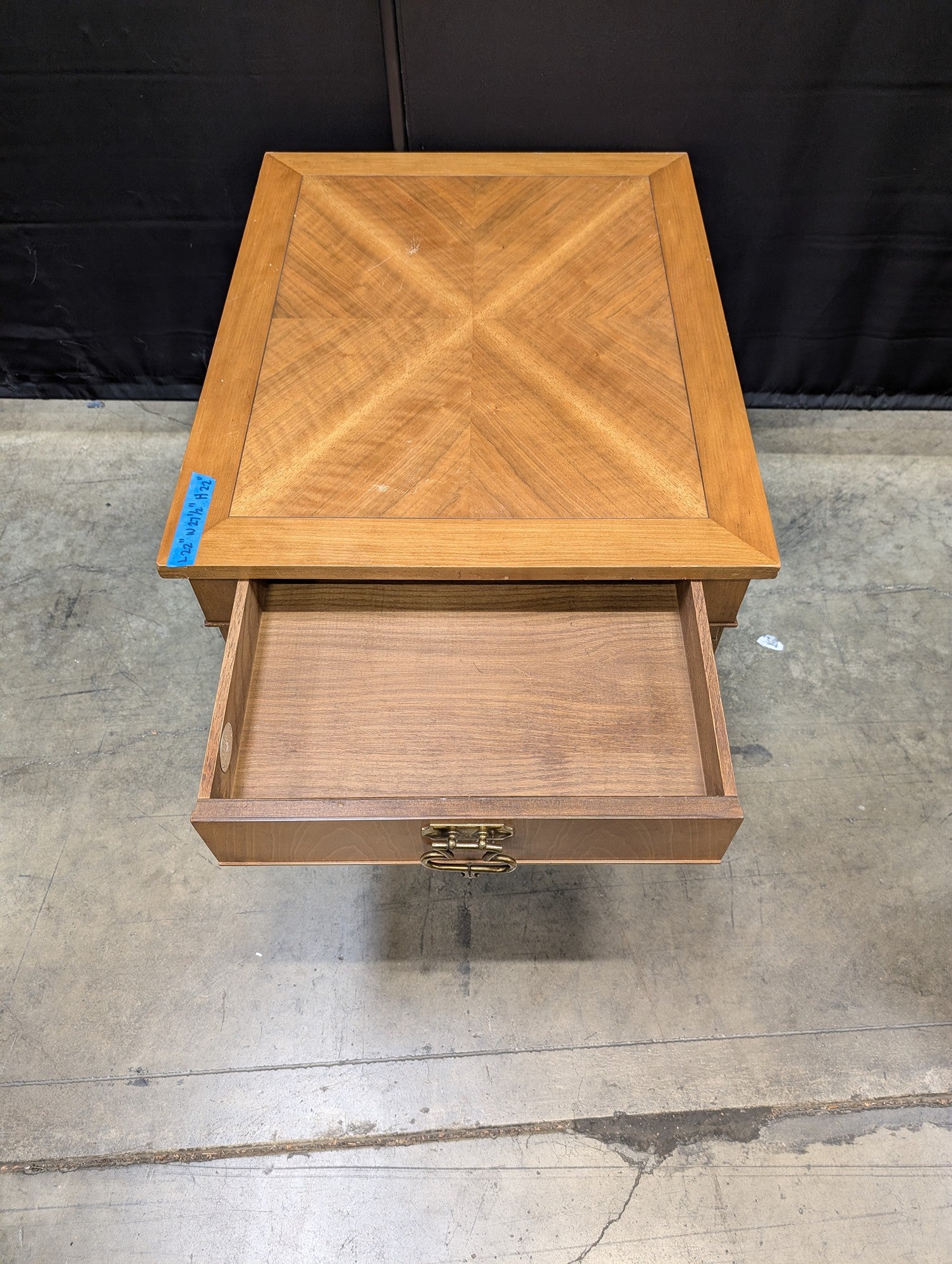 Baker Furniture Refined Wood Side Table with Parquet Top and Shelf