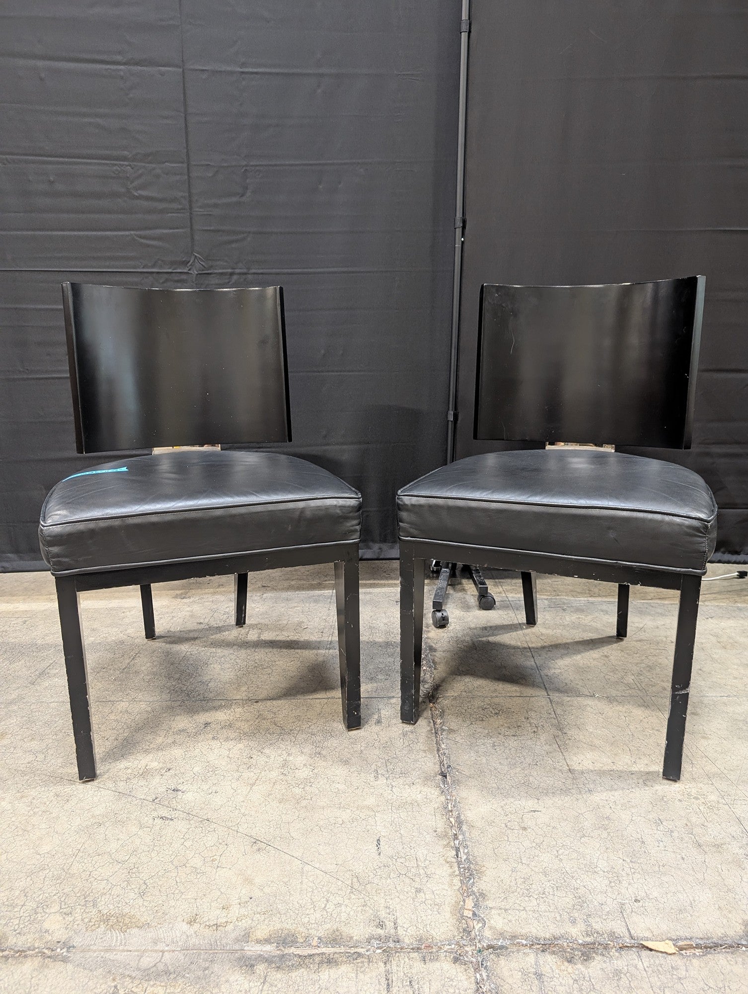 Contemporary Black Upholstered Dining Chairs Set of Two