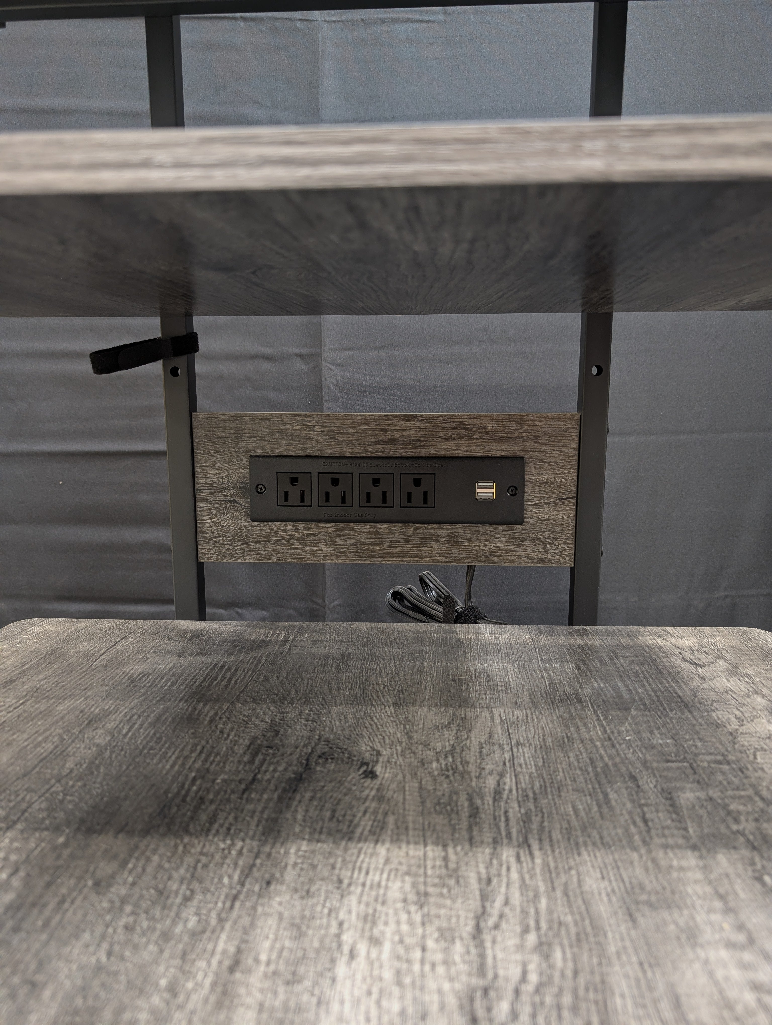 Four-Tier Gray Wood Grain Bookcase with Metal Frame