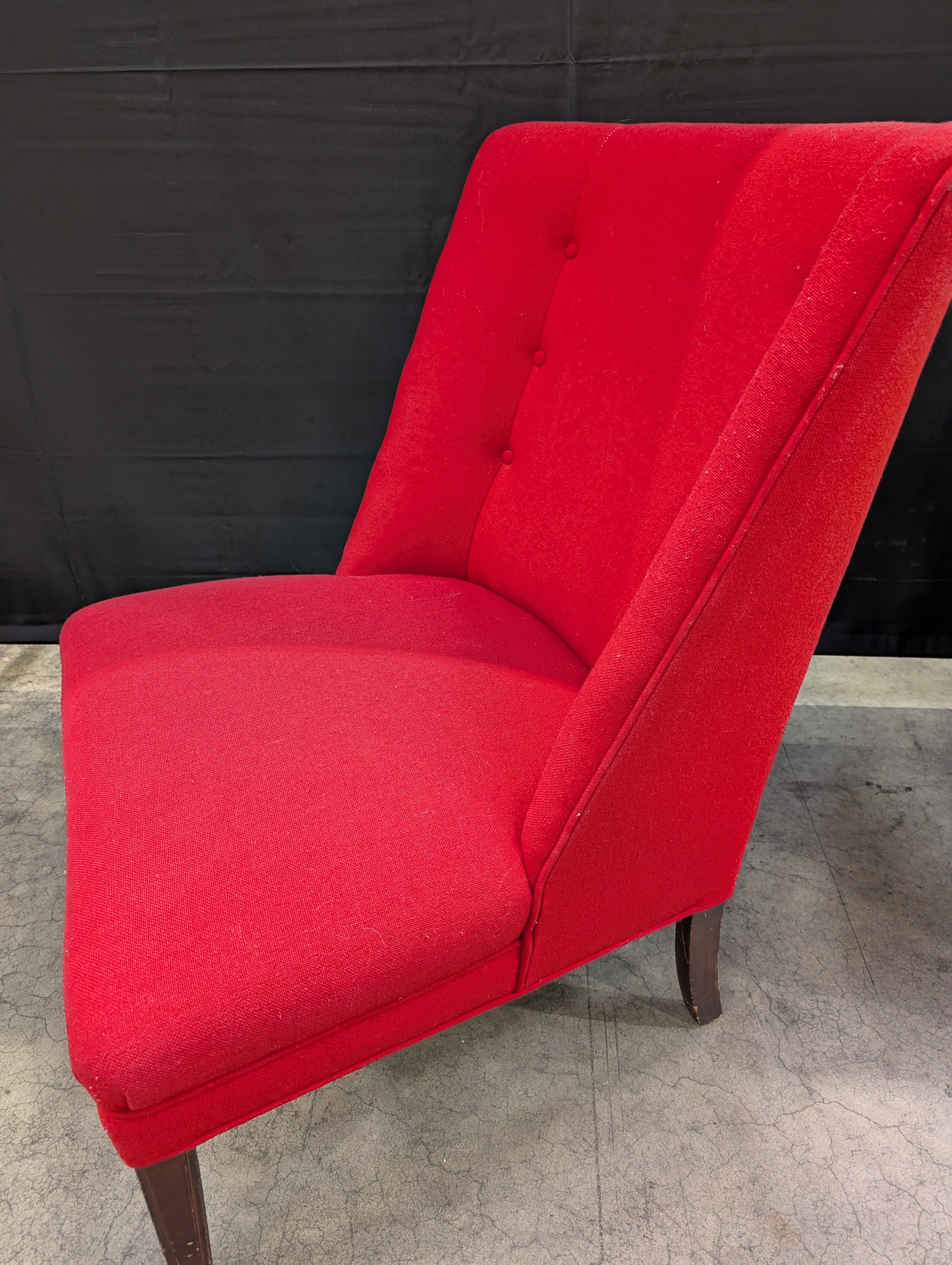 Vibrant Red Upholstered Accent Chair with Button Tufting