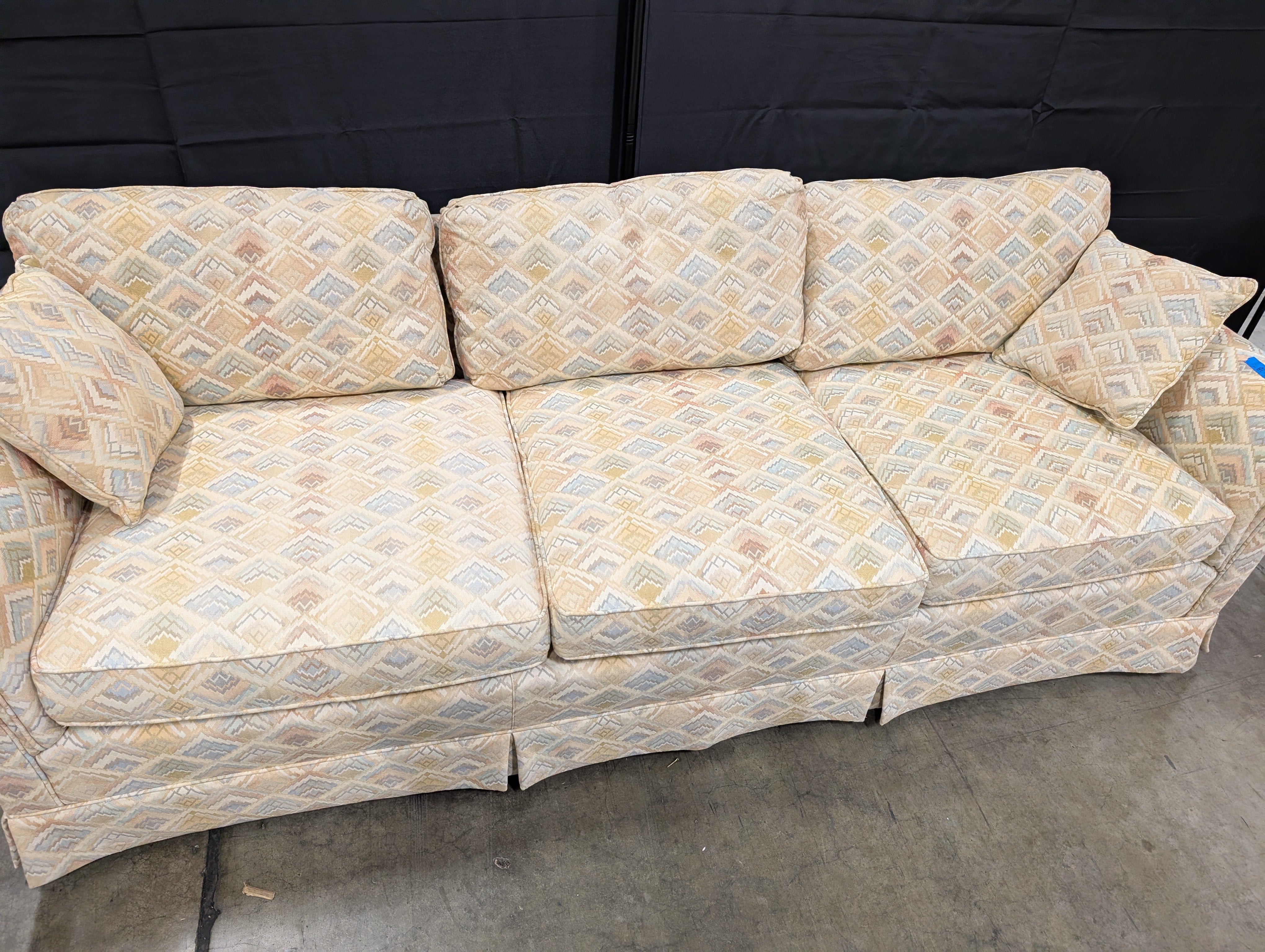 Geometric Patterned DREXEL Three-Seater Sofa with Rolled Arms