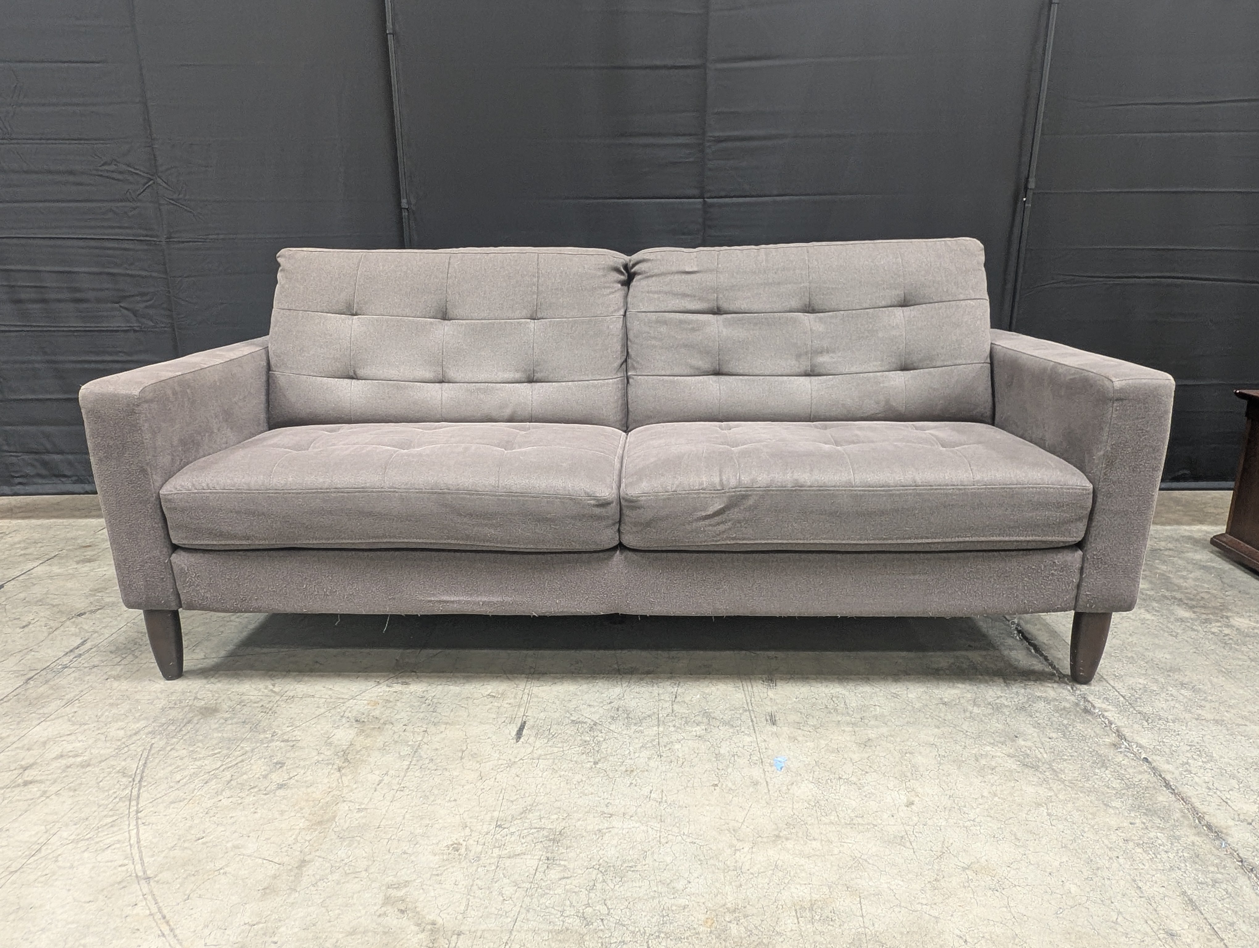 Grey Tufted Fabric Couch