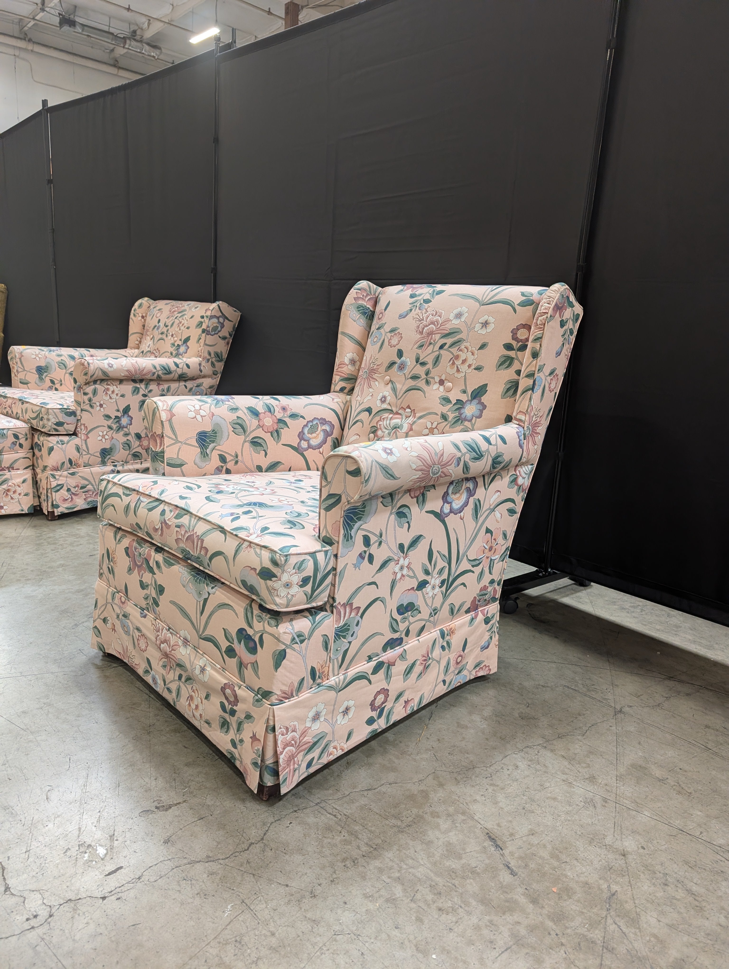 Floral Botanical Upholstered Wingback Armchair