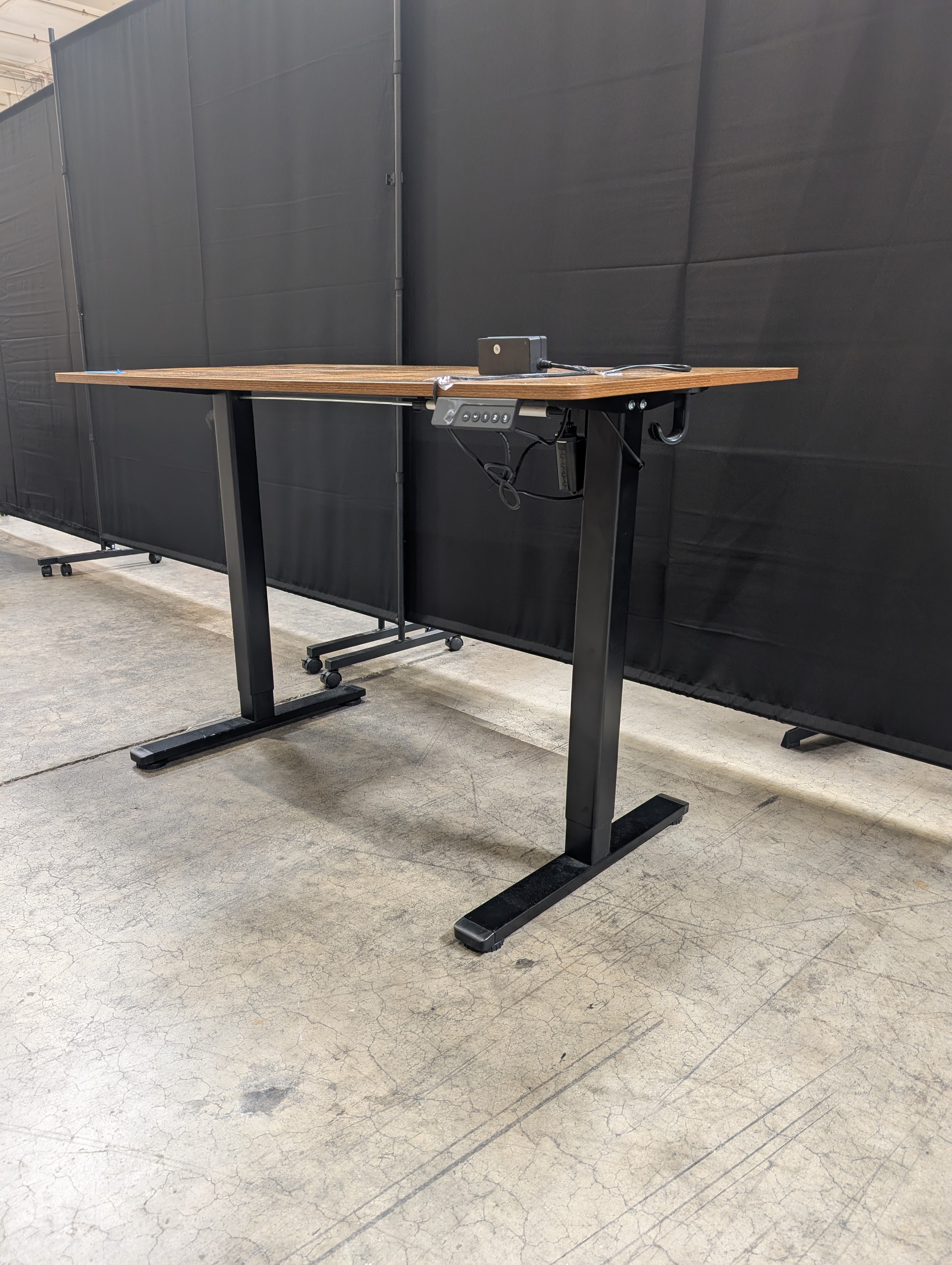Adjustable Electric Height Standing Desk with Rustic Wood-Look Top