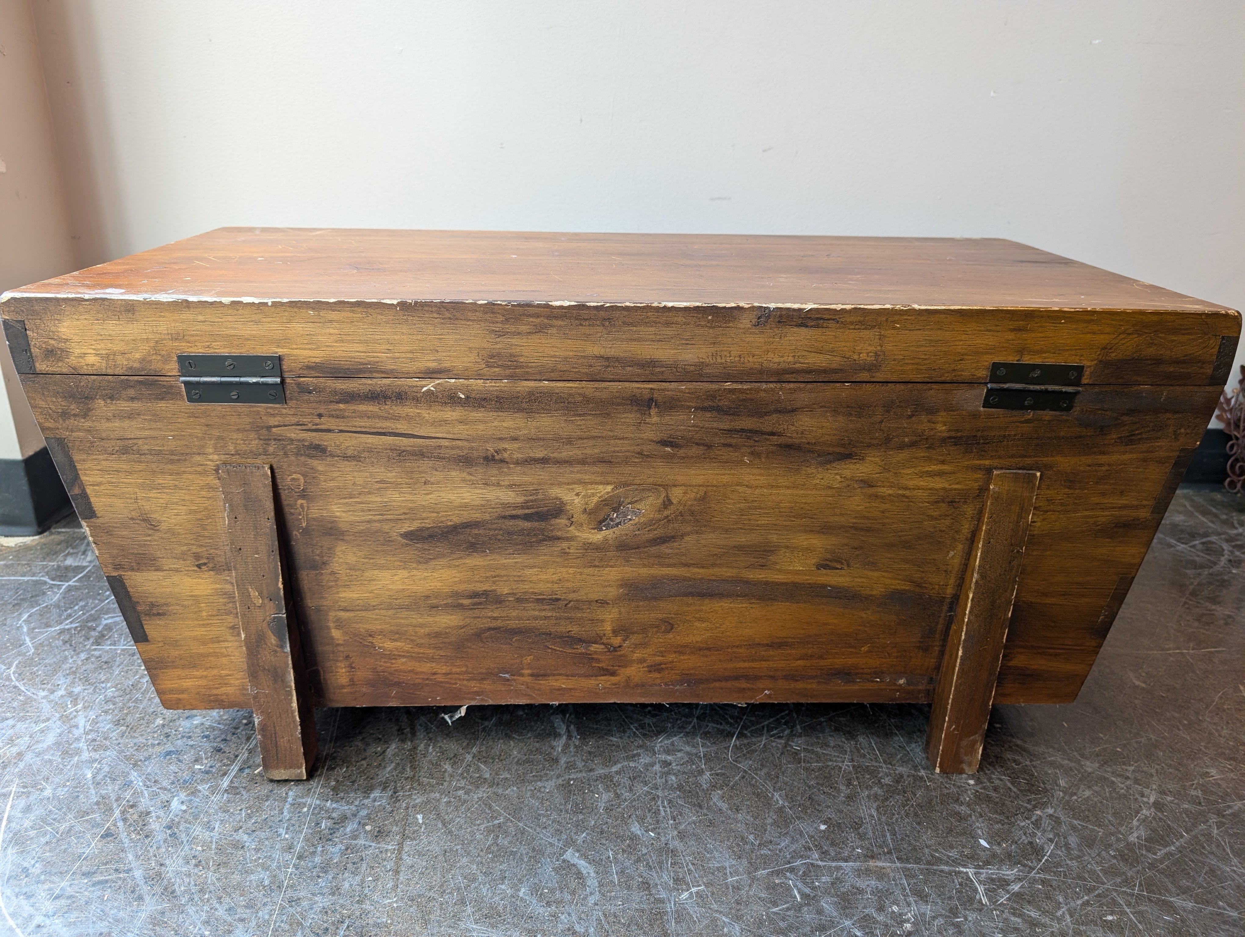 Rustic Brown Wood Storage Box with Metal Handle