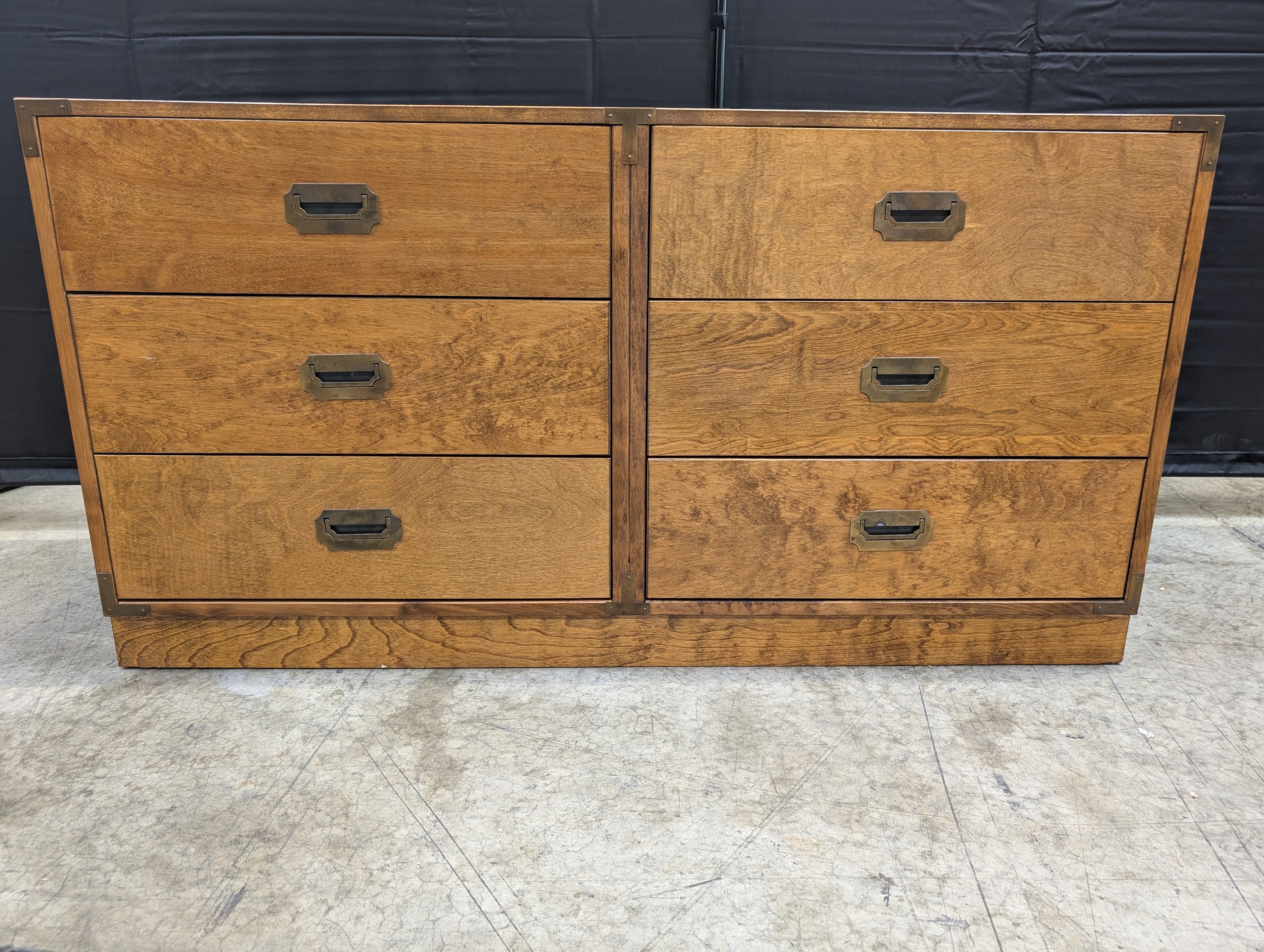 Stained Wood Double Dresser with Minimalist Hardware