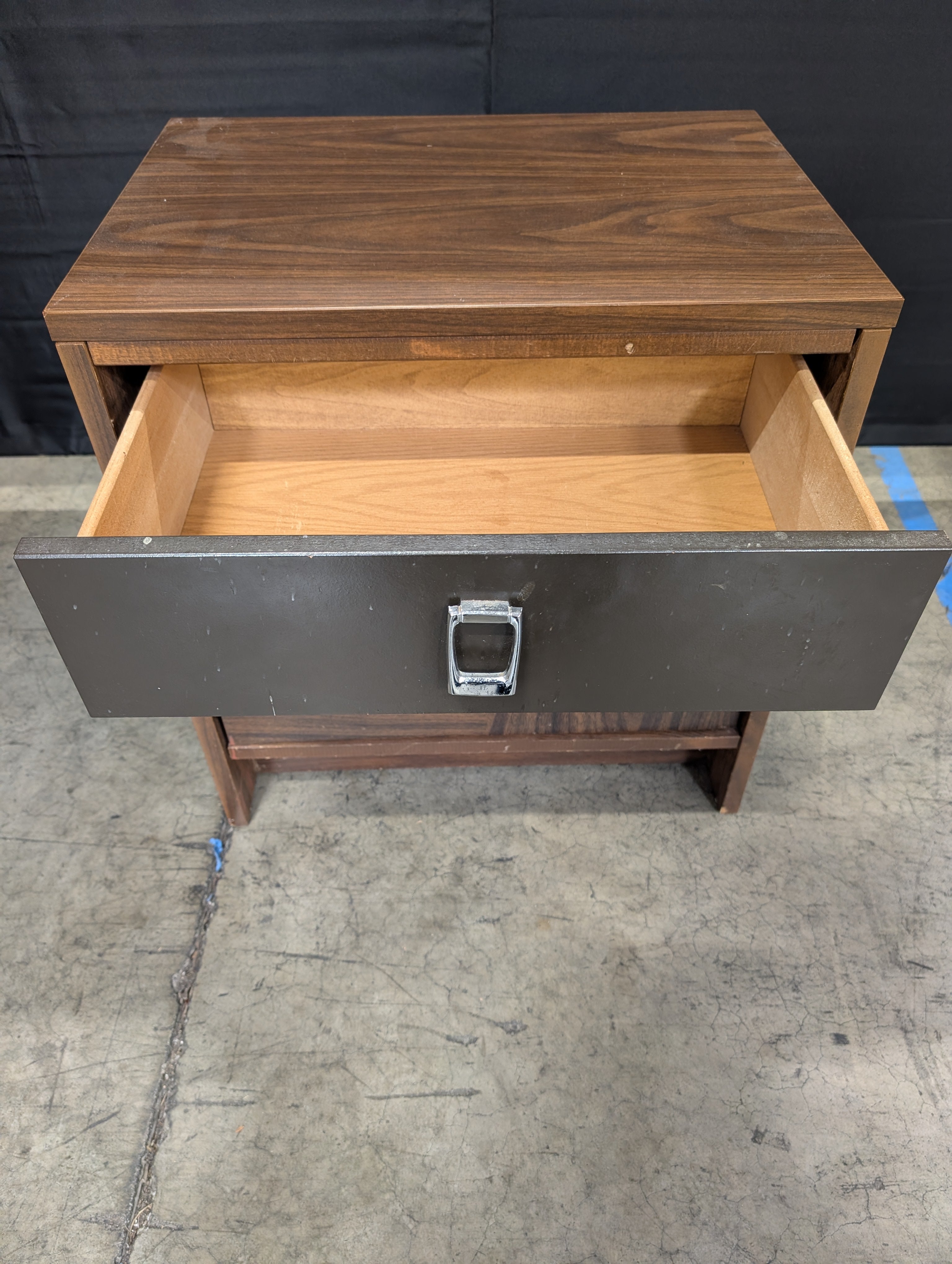 Vintage Dark Wood Two-Drawer Nightstand Mid-Century Style