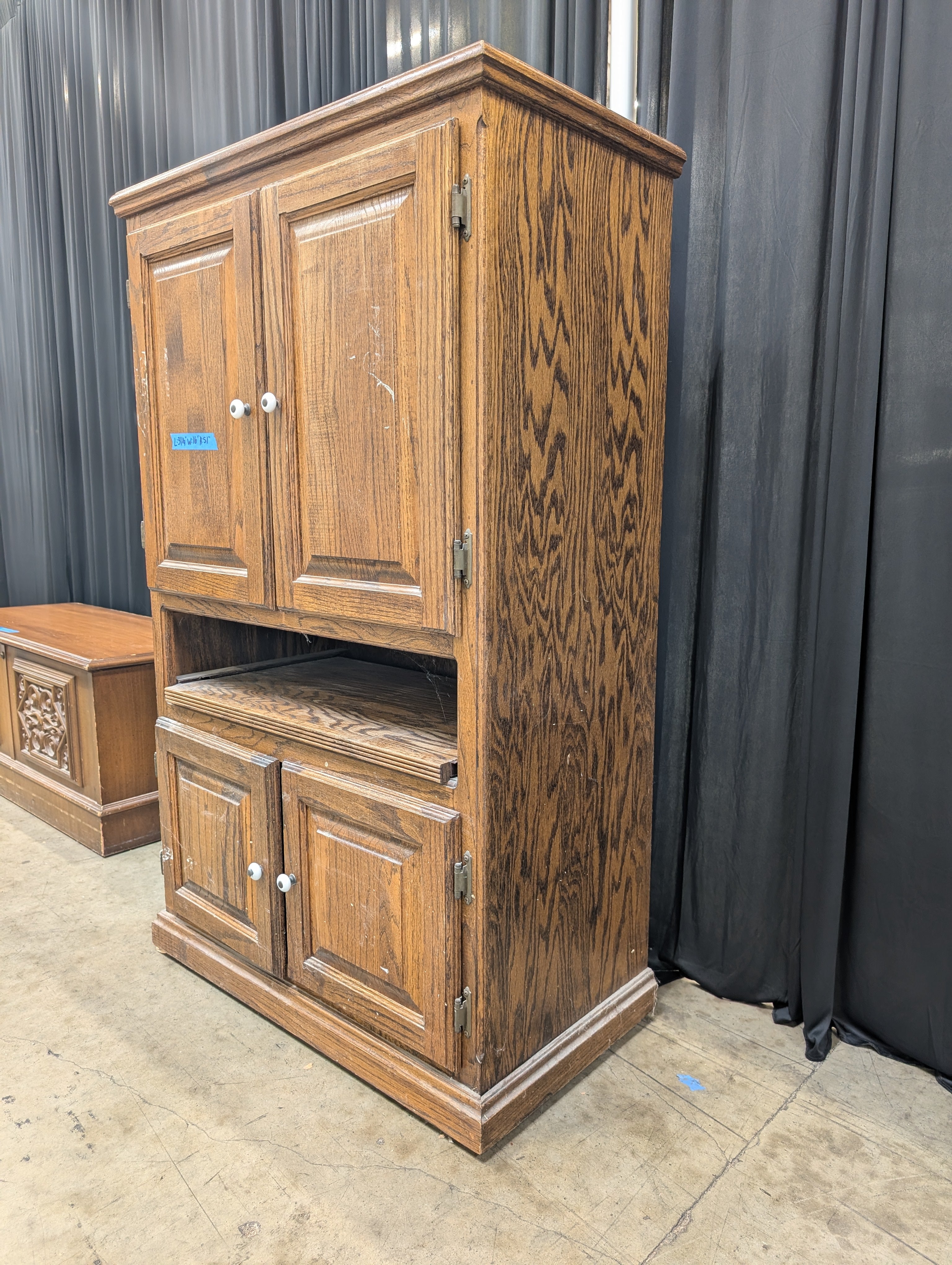Traditional Oak Storage Armoire with Raised Panels