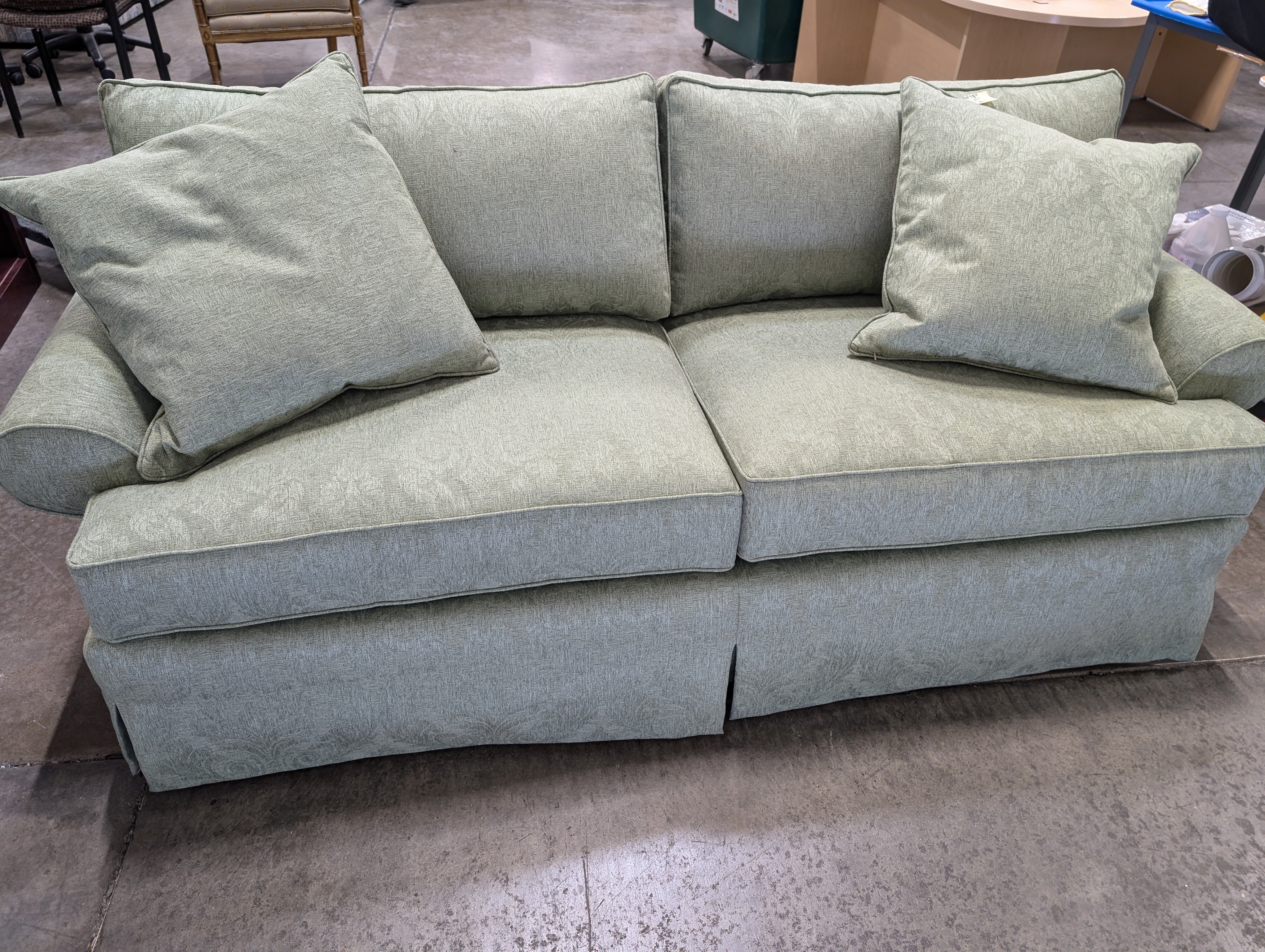 Ethan Allen Sage Green Textured Fabric Sectional Sofa Component