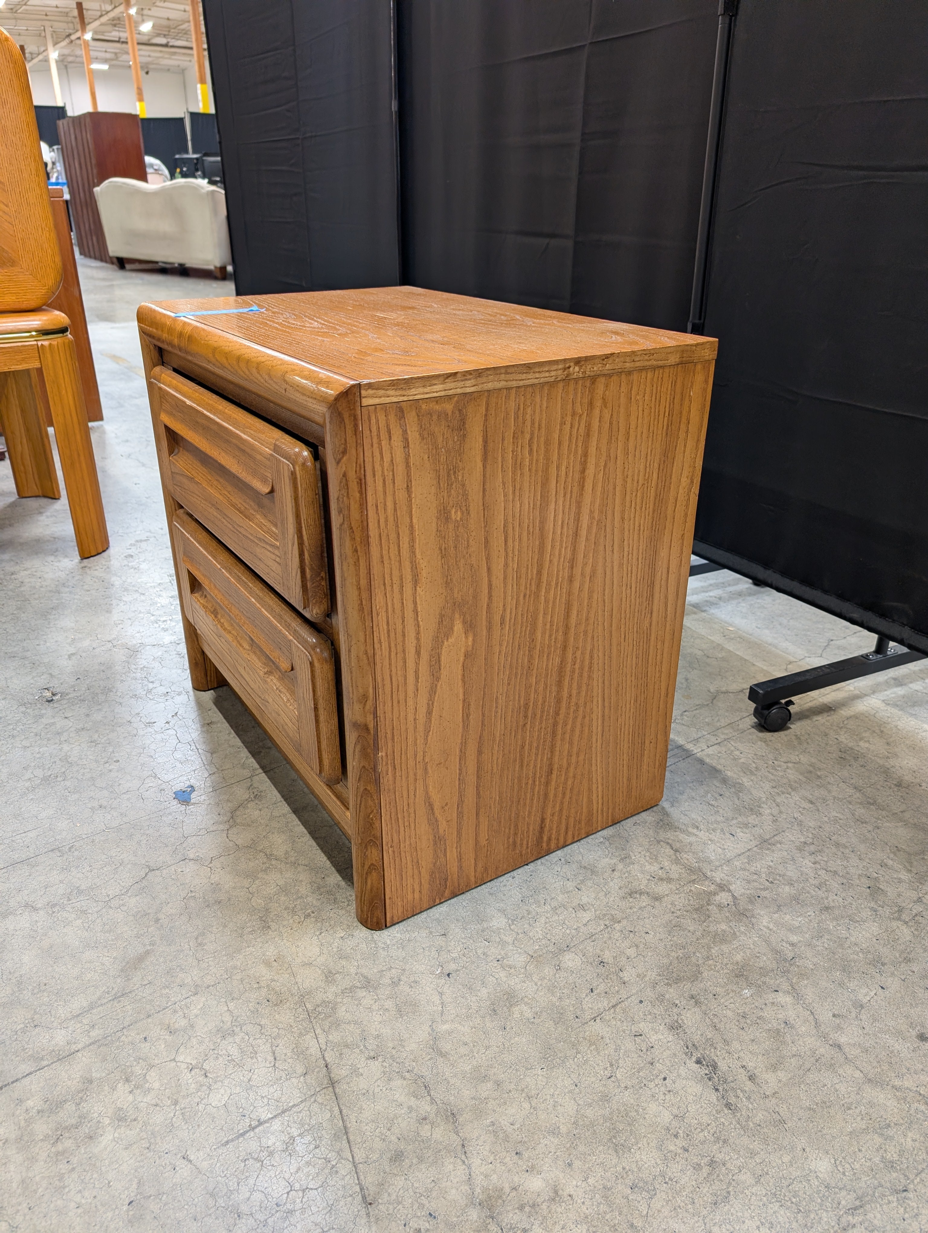 Oak Finish Dixie Two-Drawer Nightstand Bedside Table
