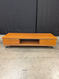 Versatile Wooden Media Console with Integrated Storage