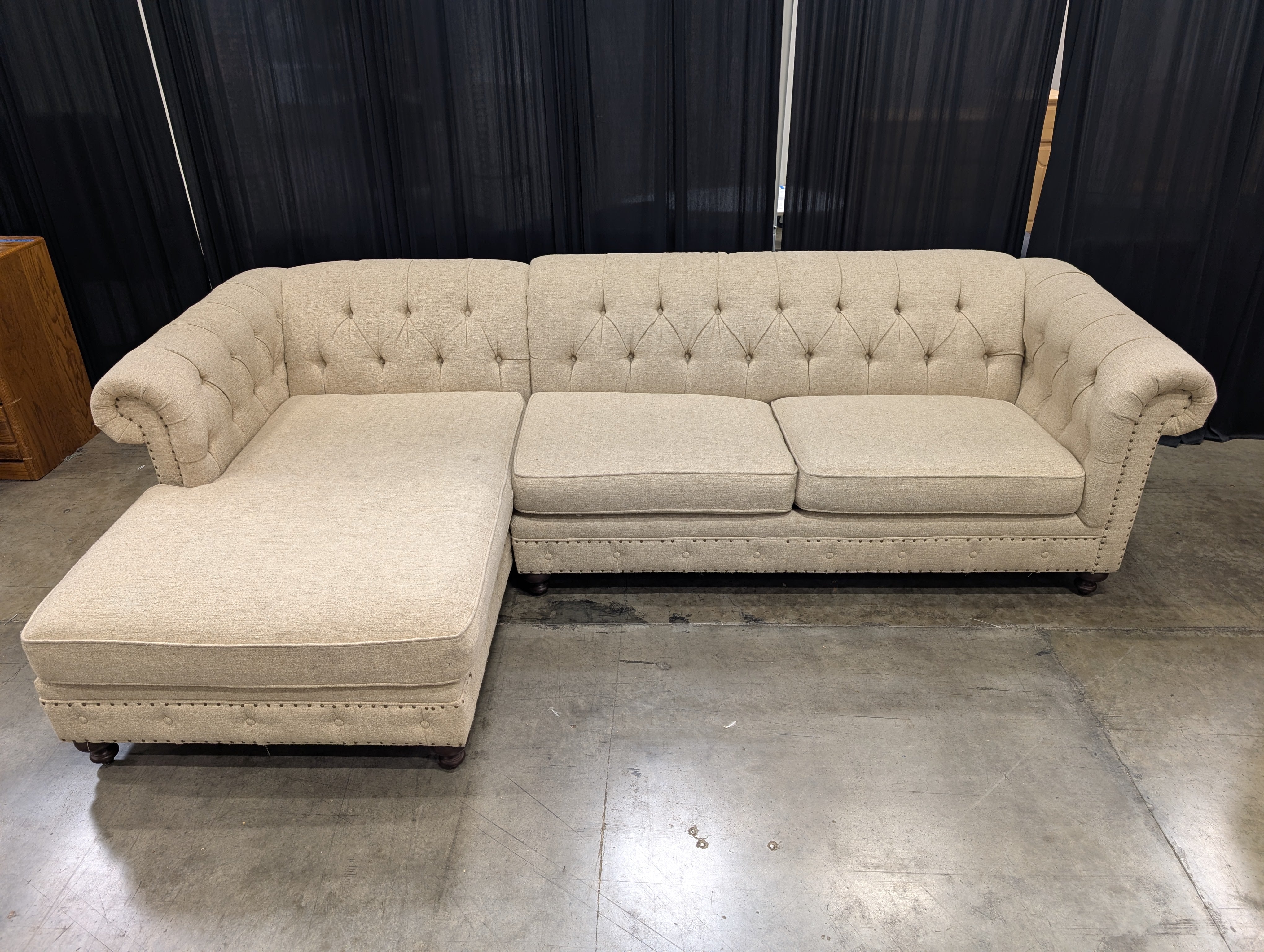 Bernhardt Beige Tufted Armchair with High Back