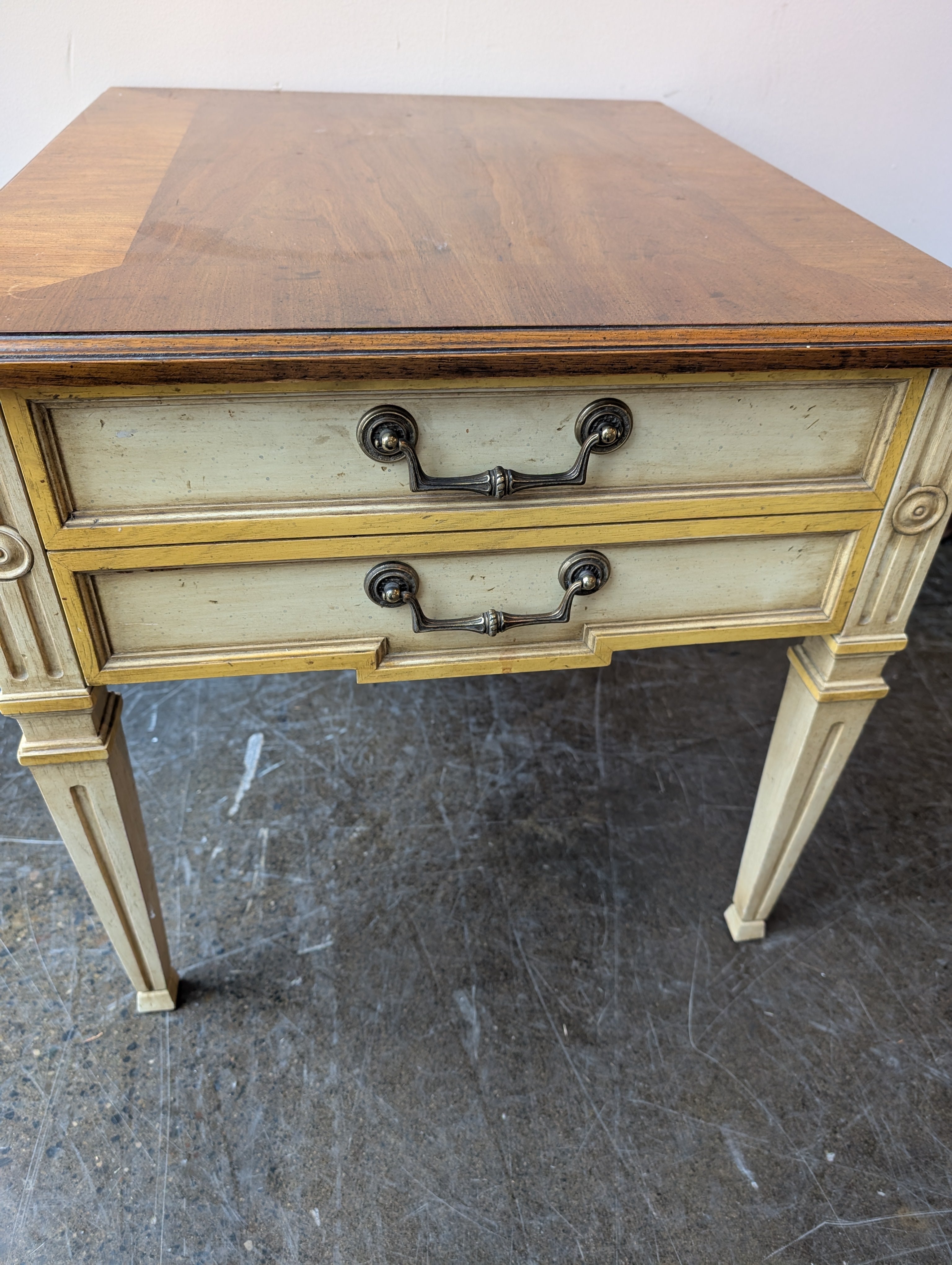 Heritage Neoclassical Wood Side Table with Drawer